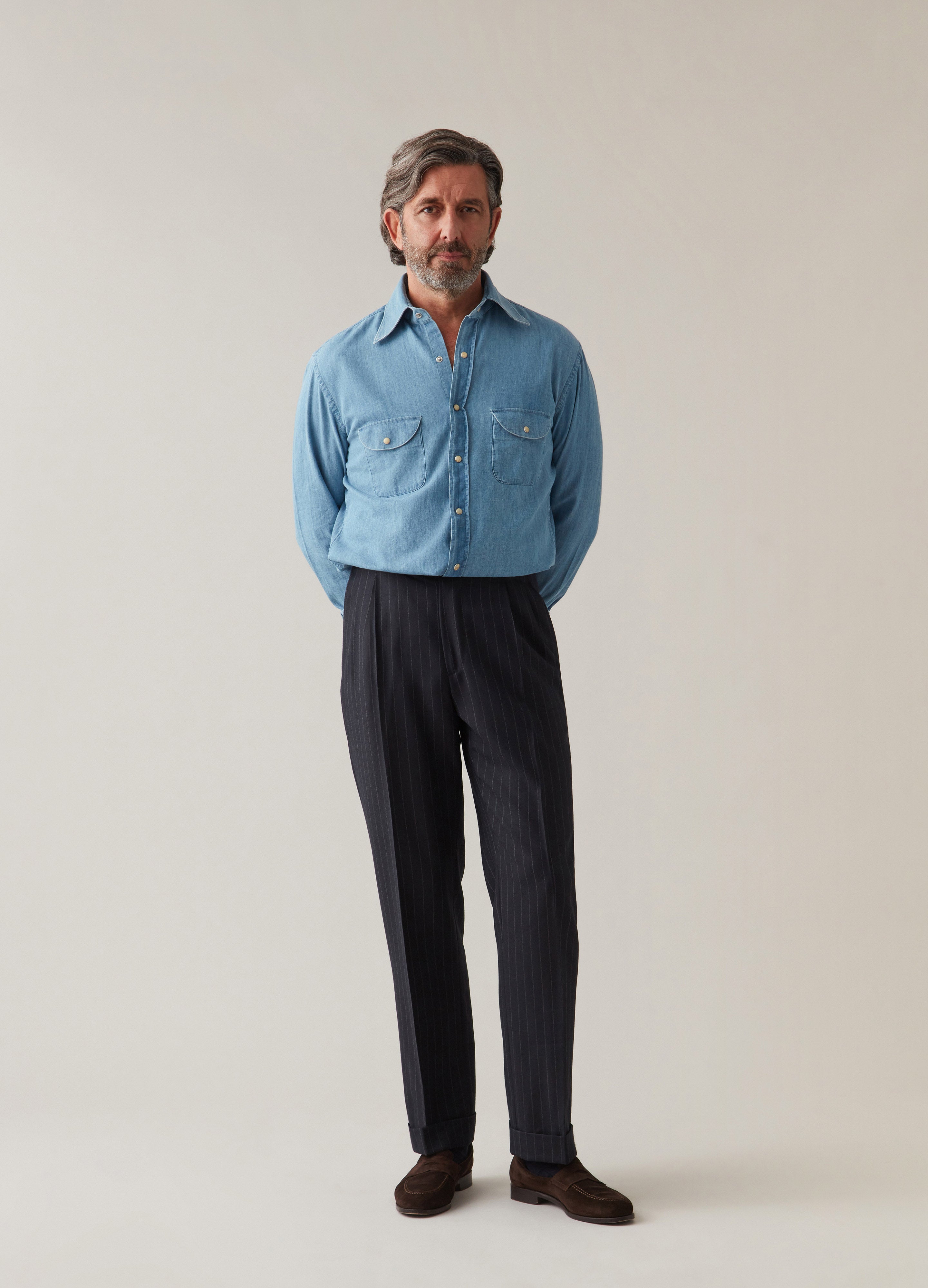Fernando Western Shirt - Light Washed Denim Berg & Berg