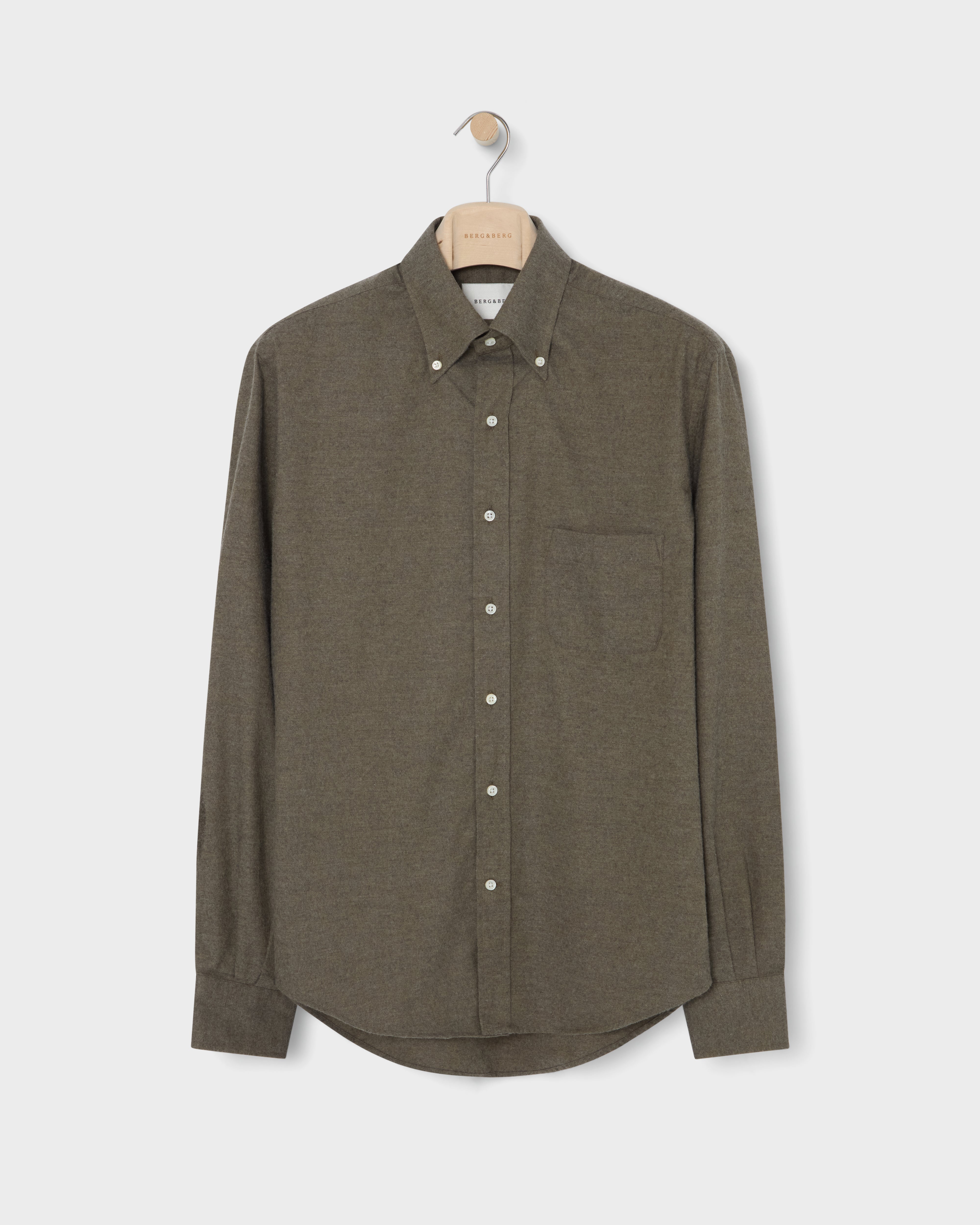 Ferdinand Cotton/Cashmere Button Down Shirt - Moss Green Berg & Berg