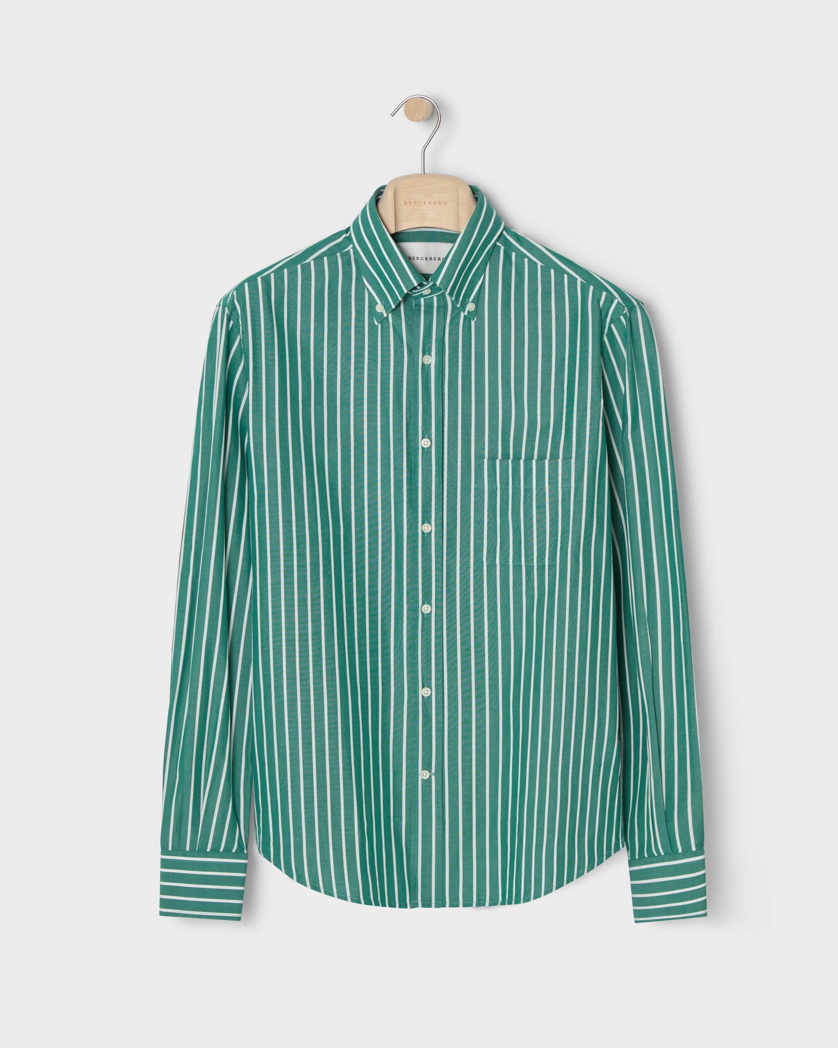 Ferdinand Poplin Button Down Shirt - Pine/White Berg & Berg