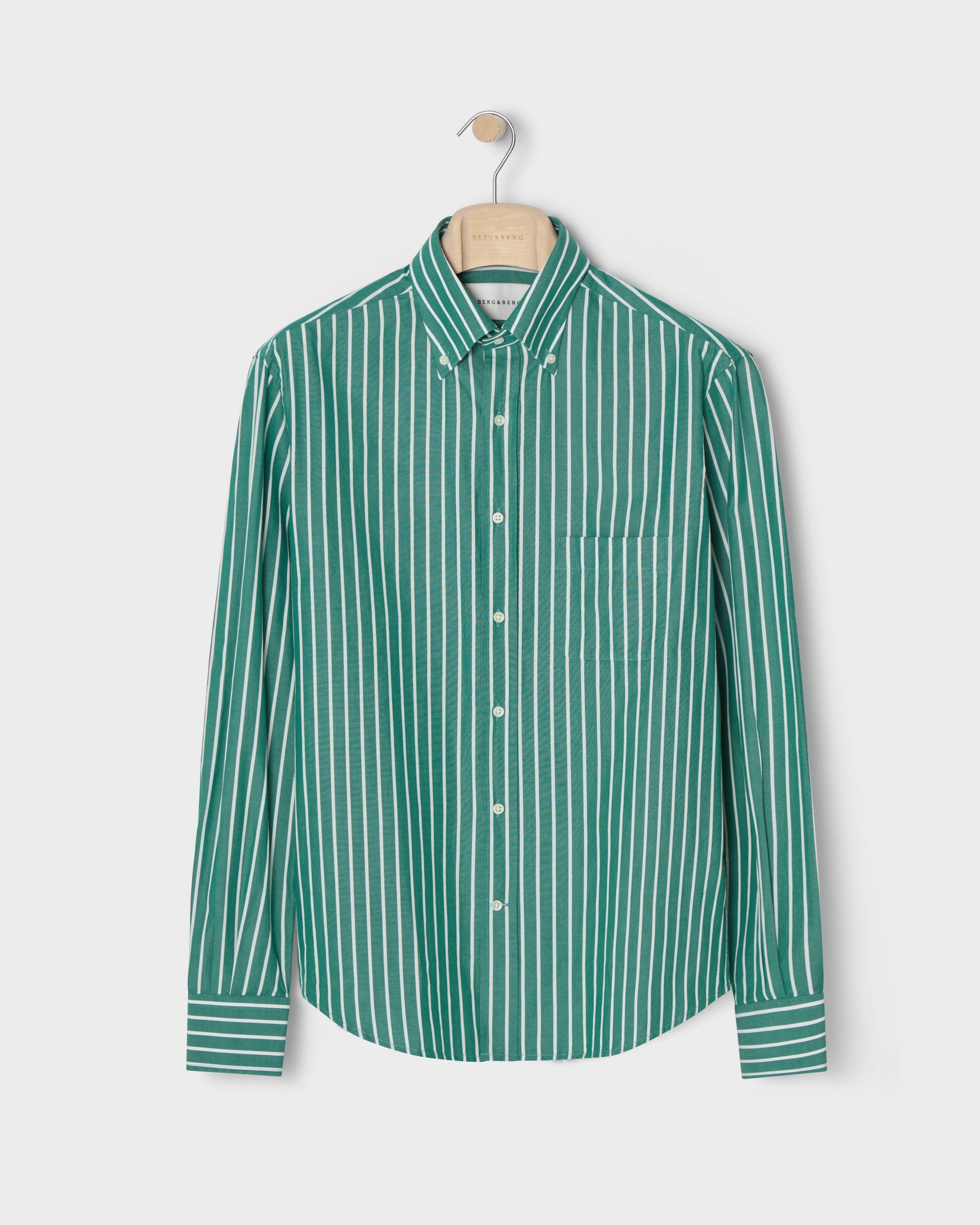 Ferdinand Poplin Button Down Shirt - Pine/White Berg & Berg
