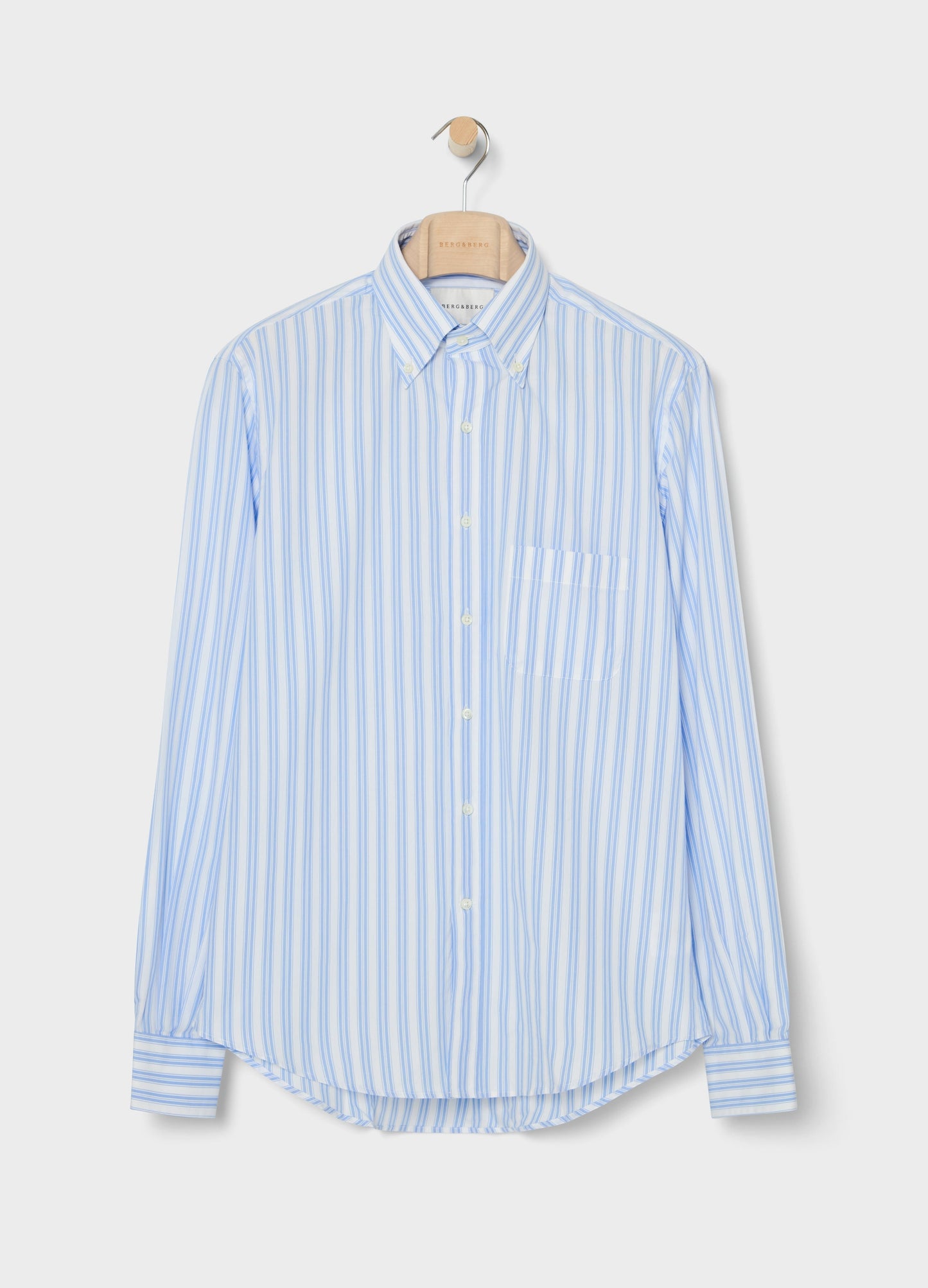 Ferdinand Poplin Button Down Shirt - White/Light Blue | Berg & Berg
