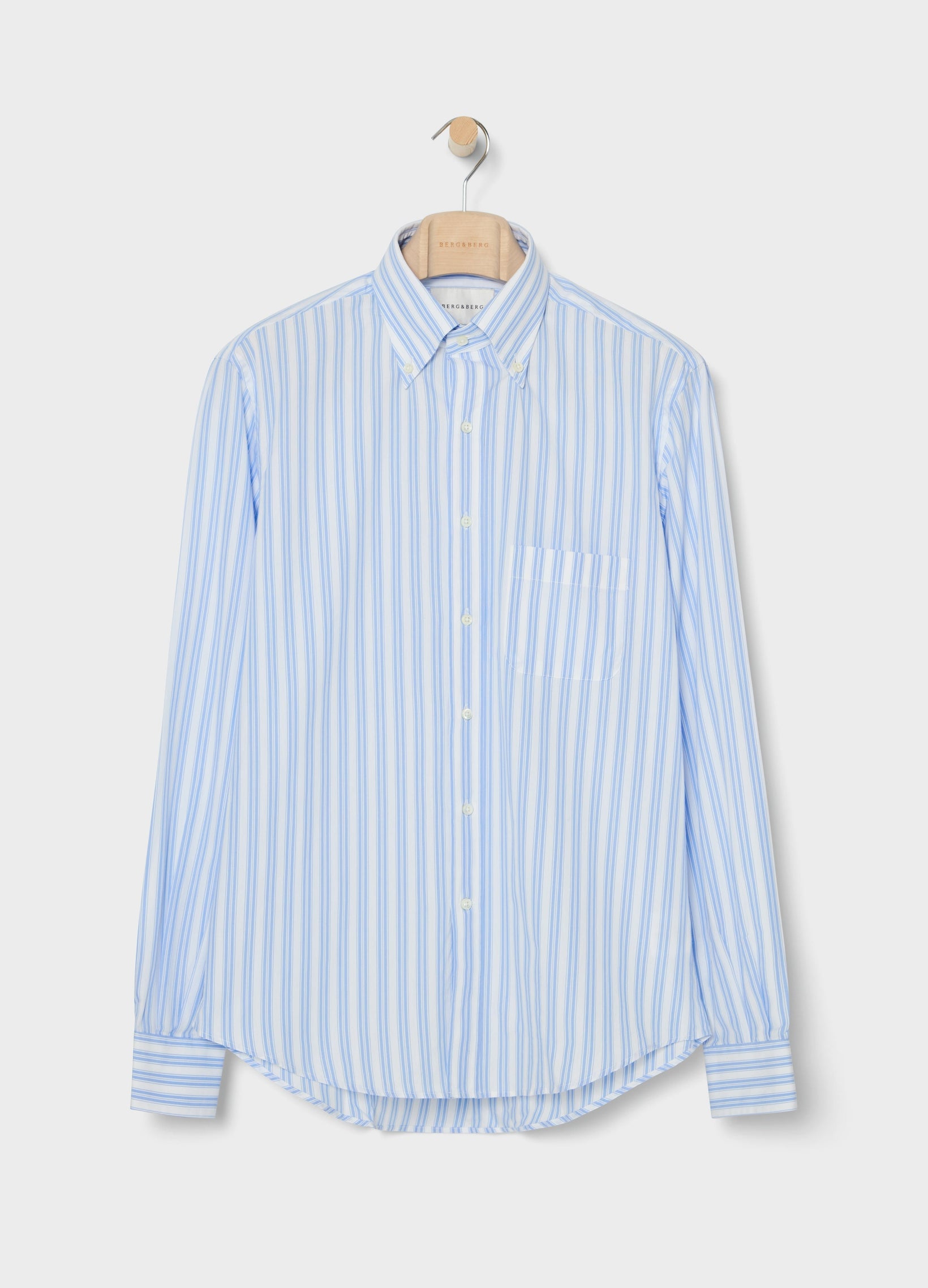 Ferdinand Poplin Button Down Shirt - White/Light Blue | Berg & Berg
