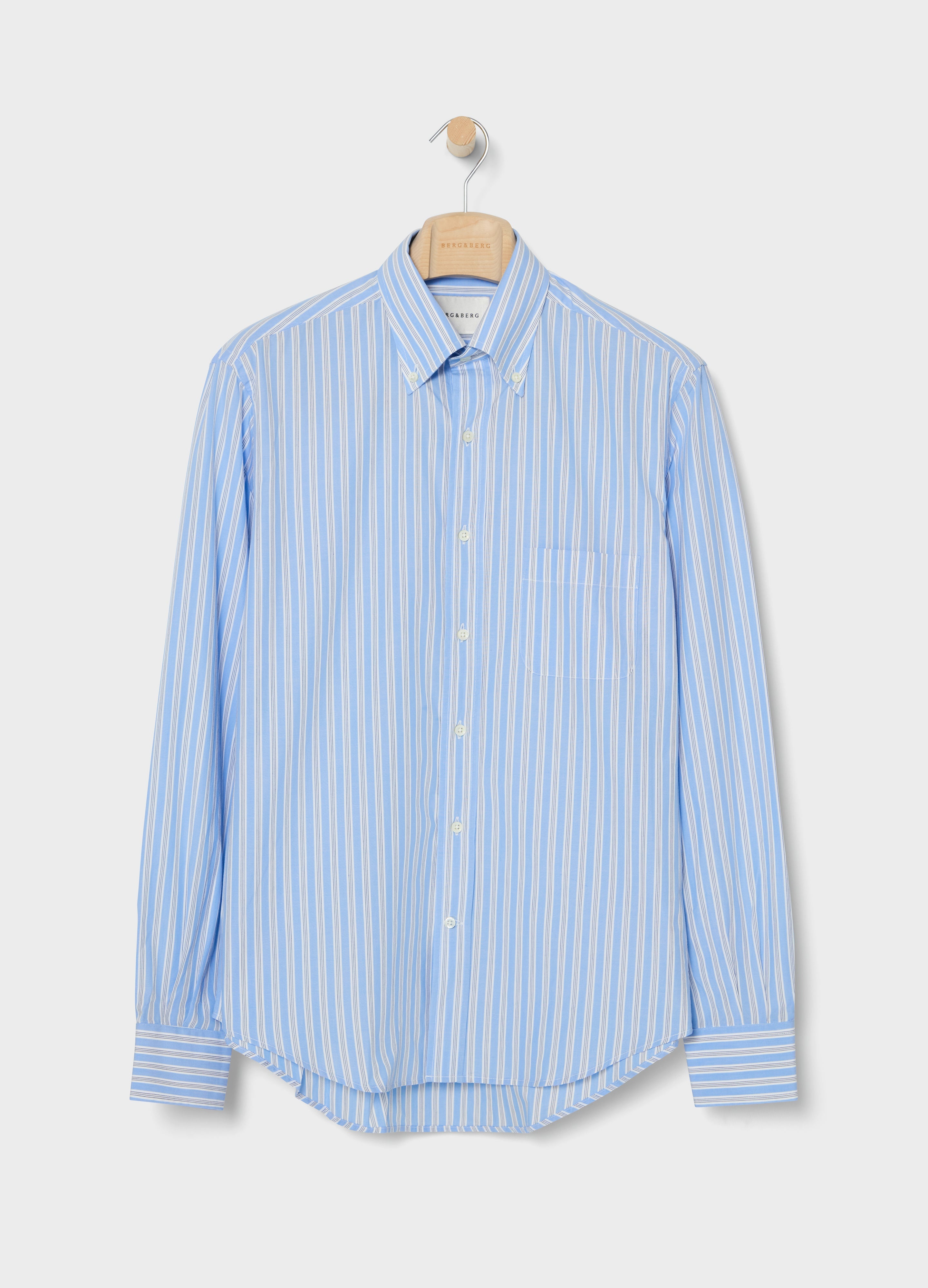 Ferdinand Poplin Button Down Shirt - Blue/White/Navy | Berg & Berg