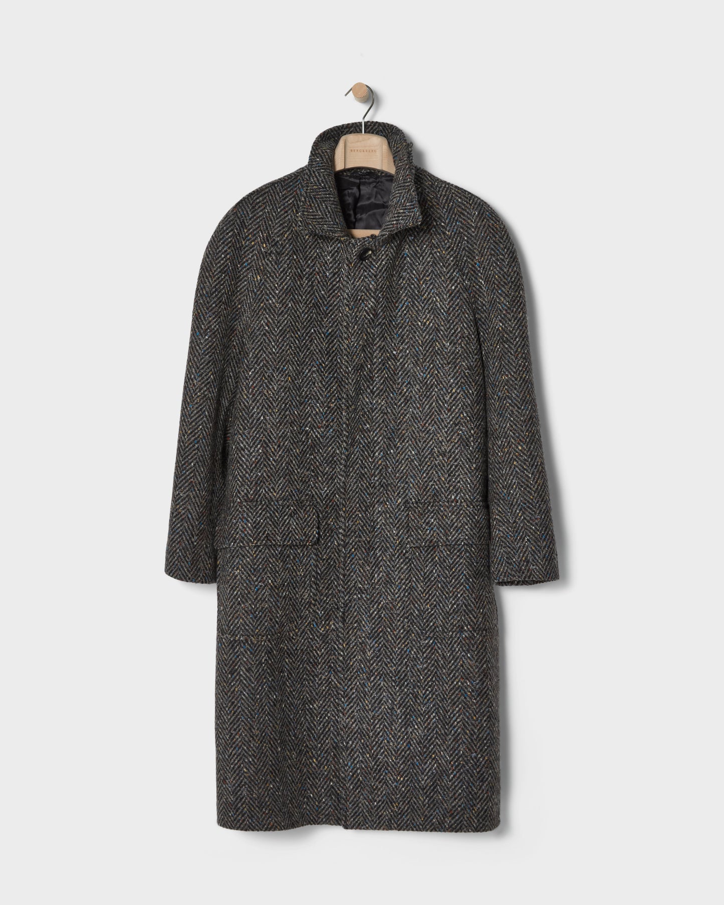 Nelson Tweed Raglan Coat - Dark Grey/Multicolour Berg & Berg