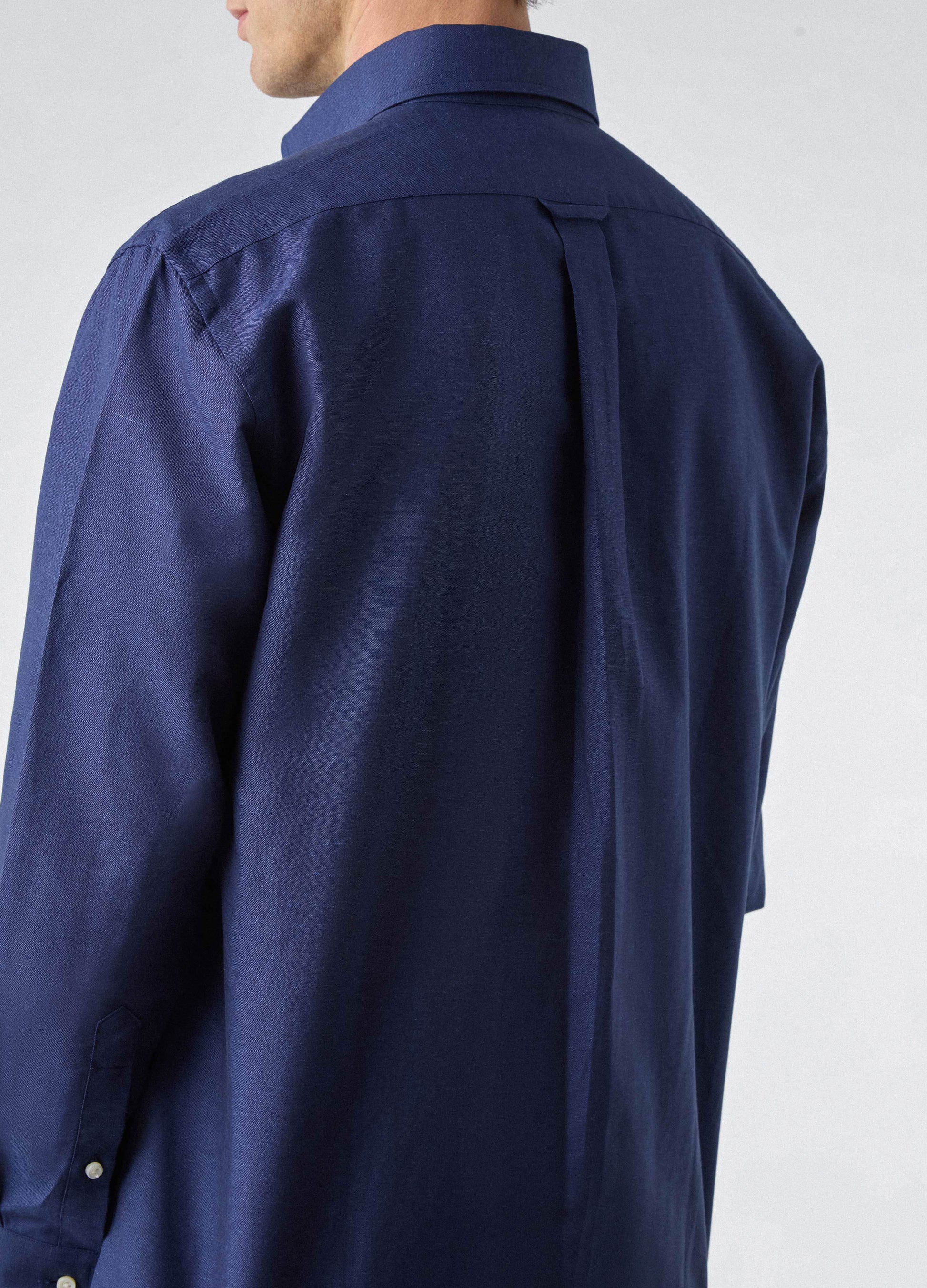 Ferdinand Cotton/Linen Button Down Shirt - Navy | Berg & Berg