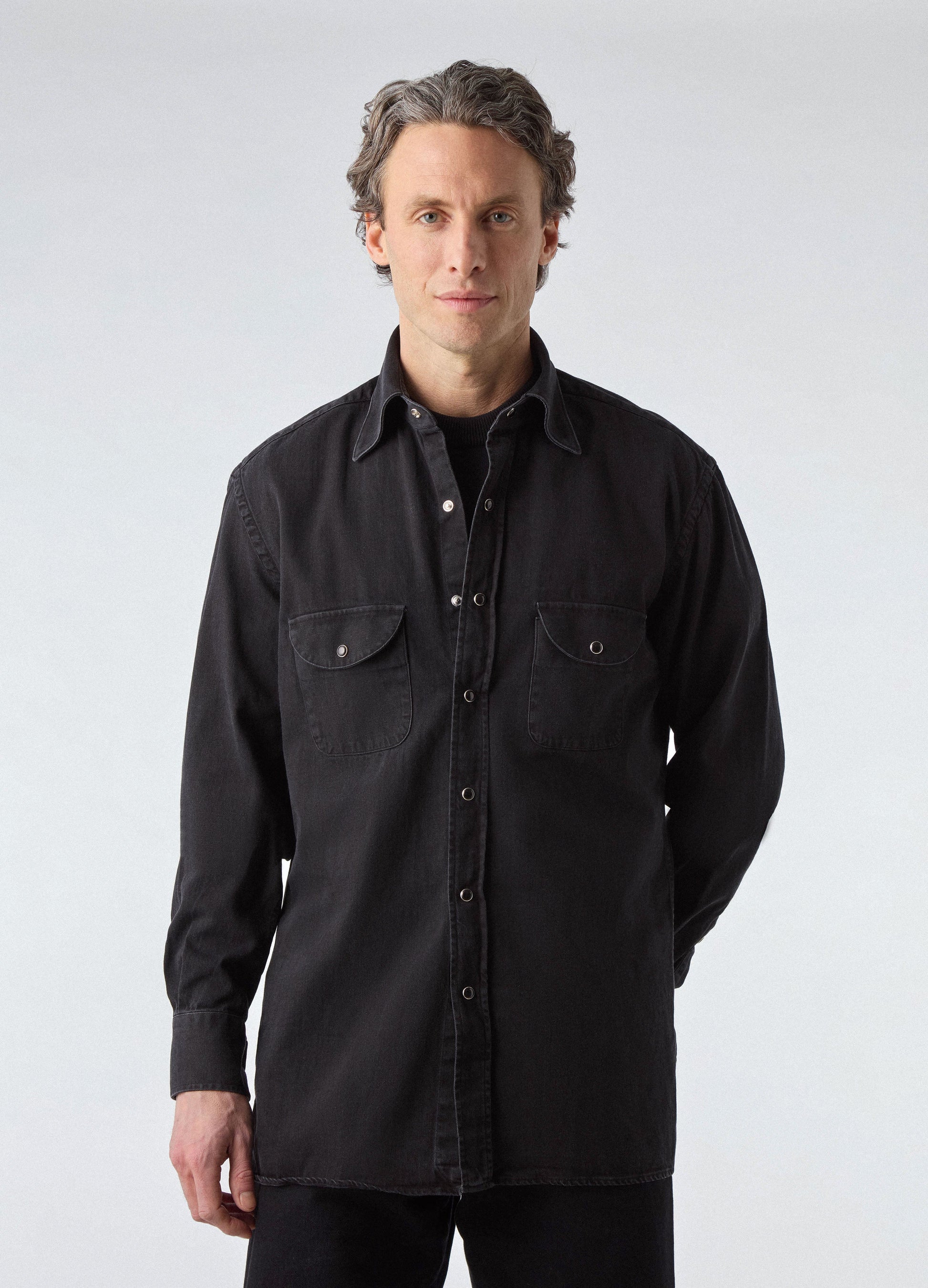 Fernando Western Shirt - Washed Black Berg & Berg Fernando Western Shirt - Washed Black Berg & Berg