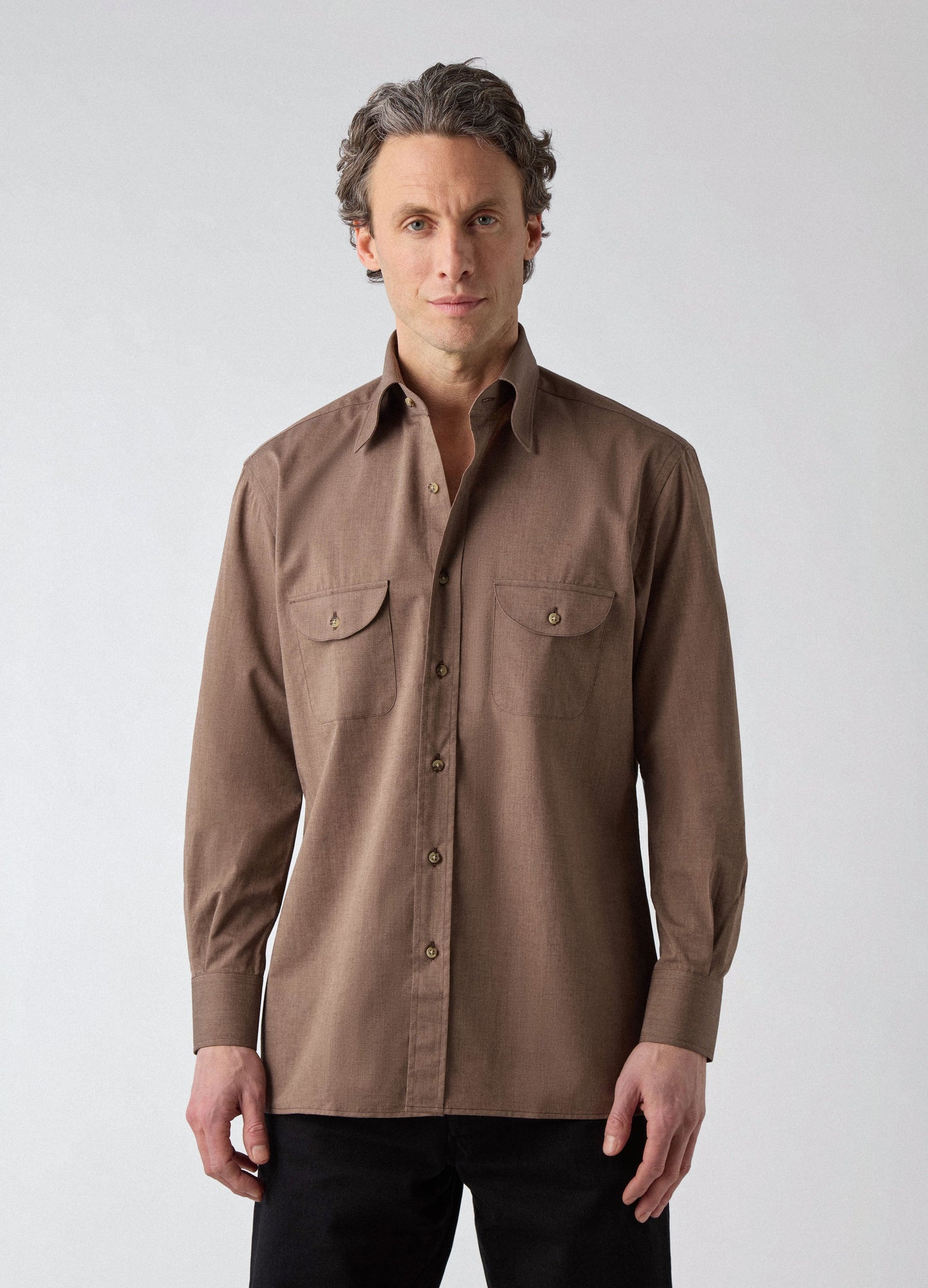 Francois Cotton/Lama Shirt - Brown | Berg & Berg