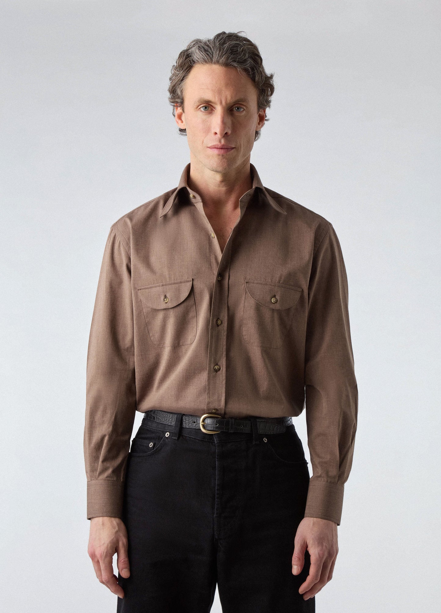 Francois Cotton/Lama Shirt - Brown | Berg & Berg