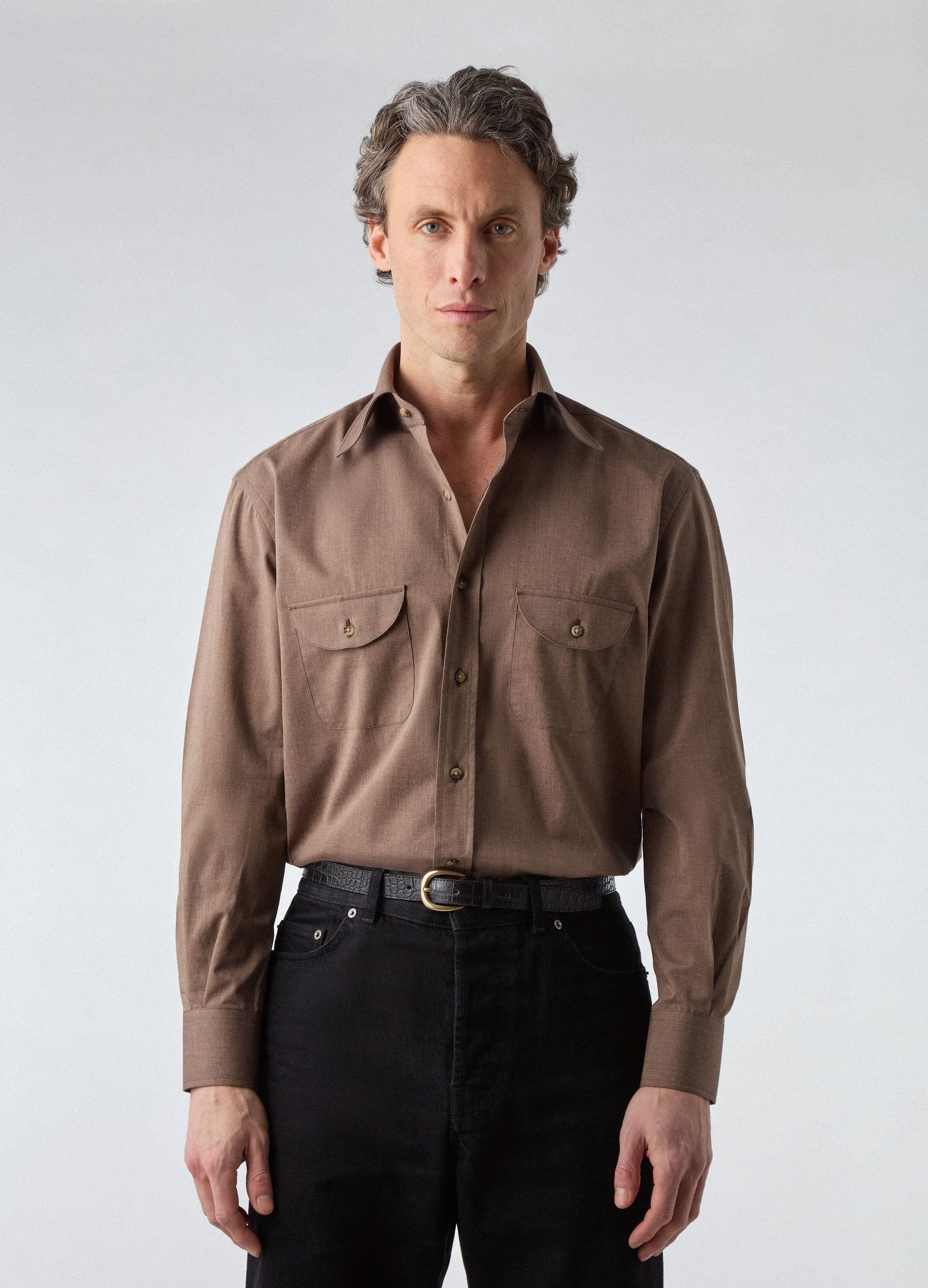 Francois Cotton/Lama Shirt - Brown | Berg & Berg