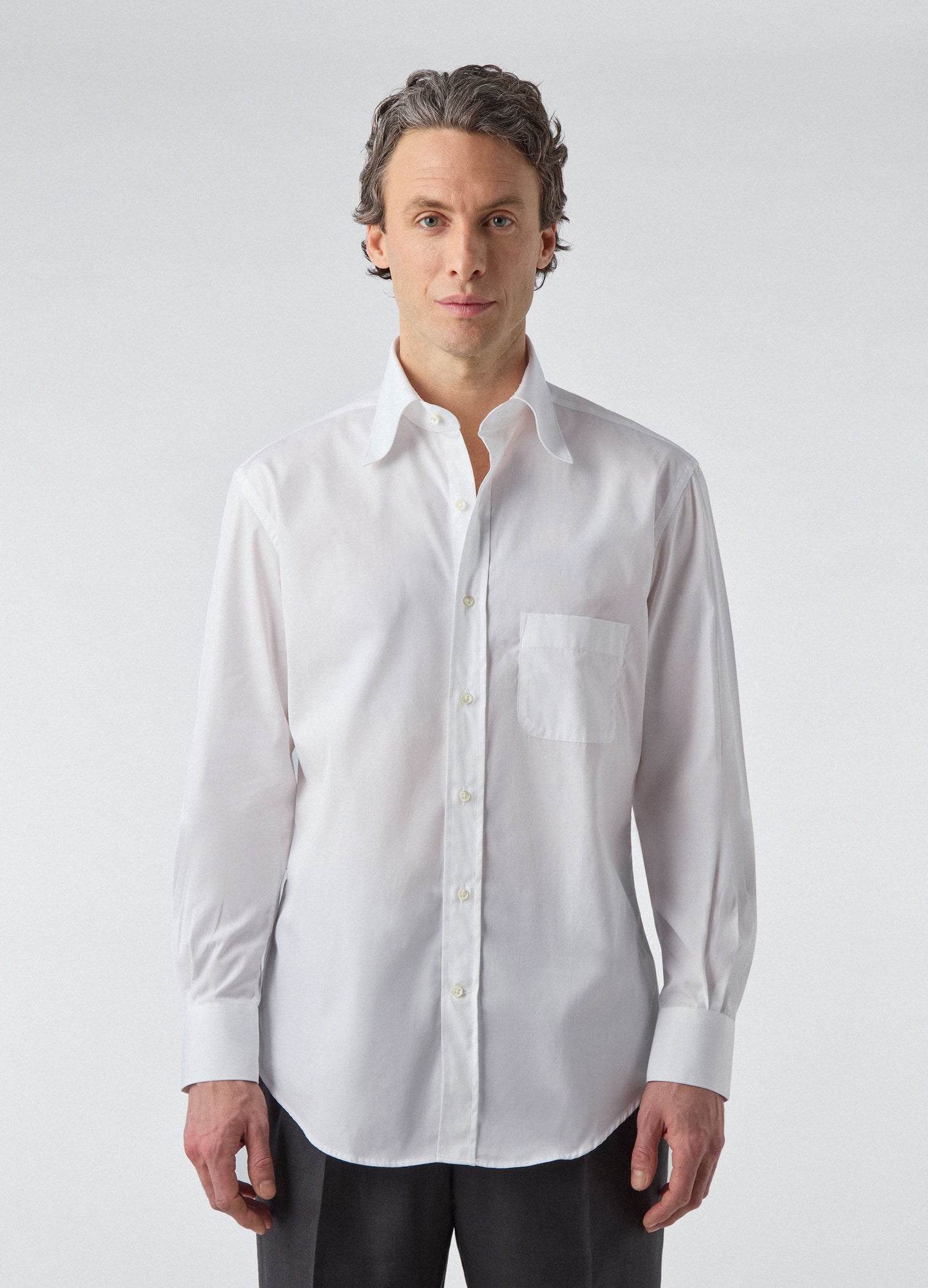 Fabian Poplin Turndown Collar Shirt - White Berg & Berg