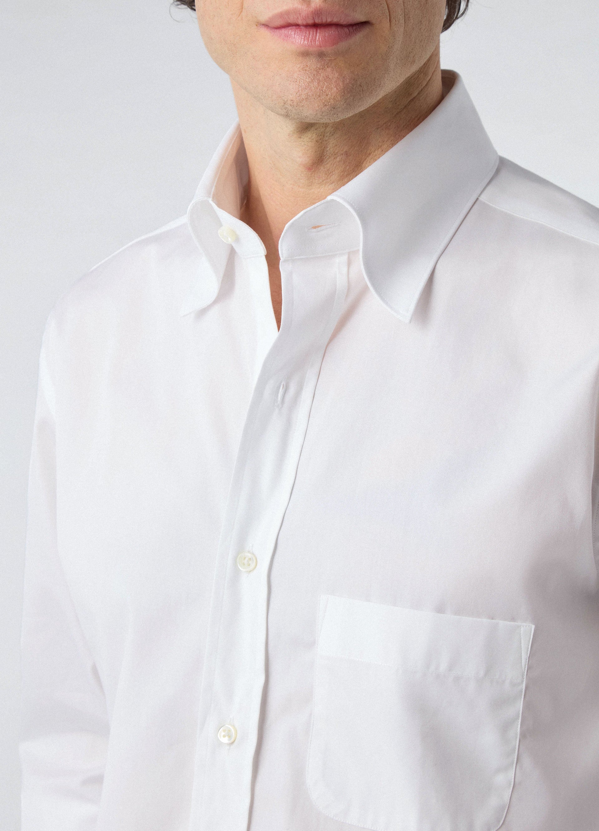 Fabian Poplin Turndown Collar Shirt - White | Berg & Berg