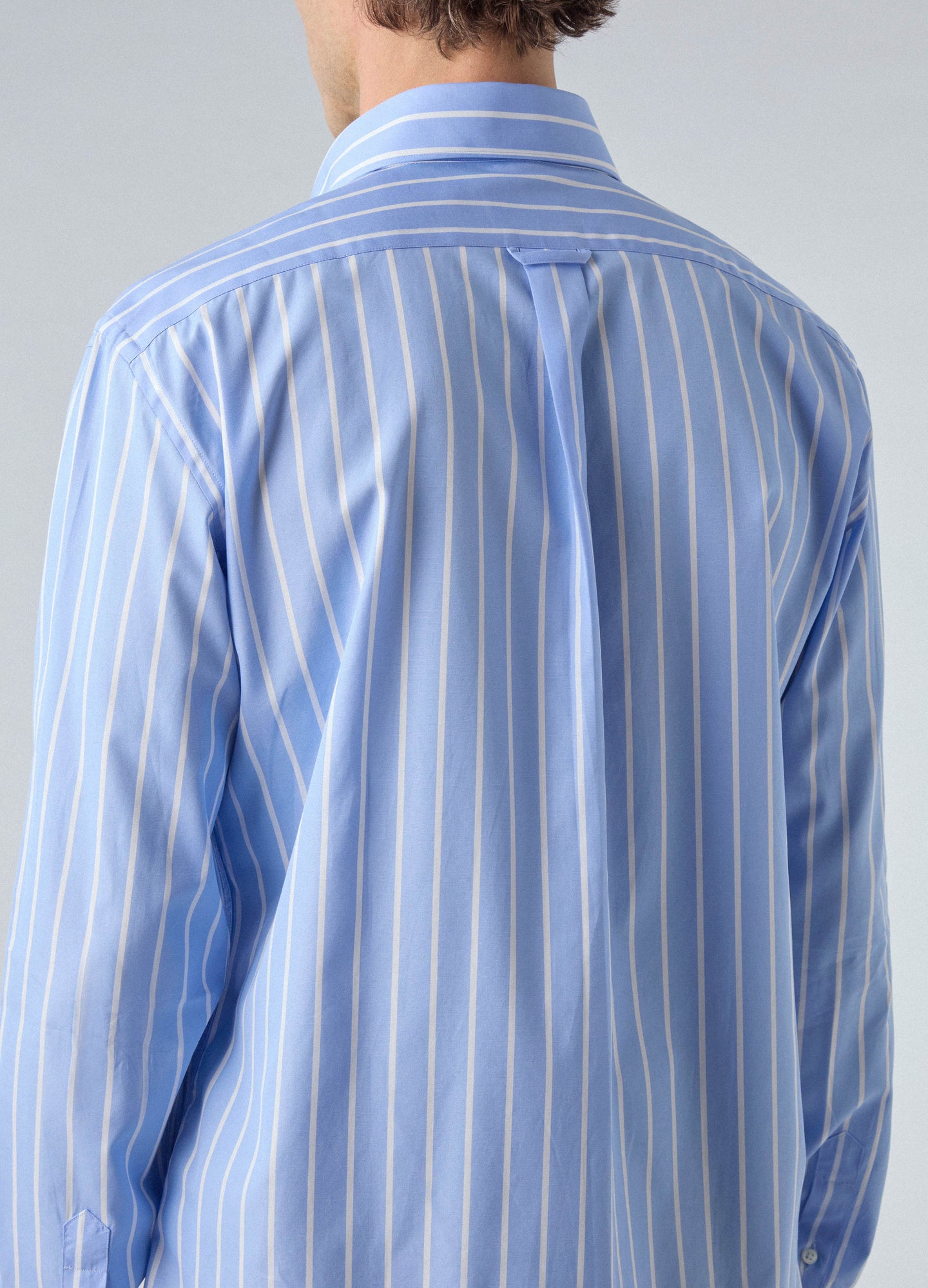 Fabian Poplin Turndown Collar Shirt - Blue/White Berg & Berg