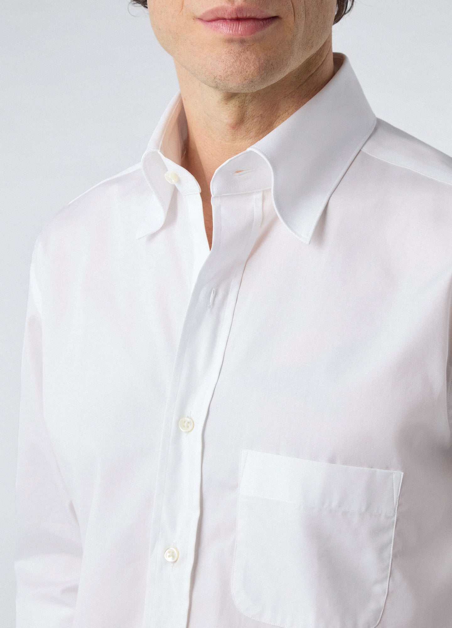 Fabian Poplin Turndown Collar Shirt - White Berg & Berg