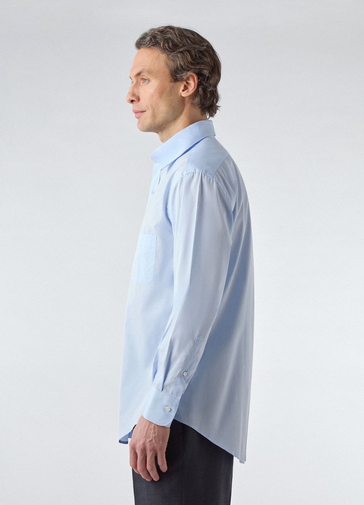 Fabian Poplin Turndown Collar Shirt - Light Blue Berg & Berg