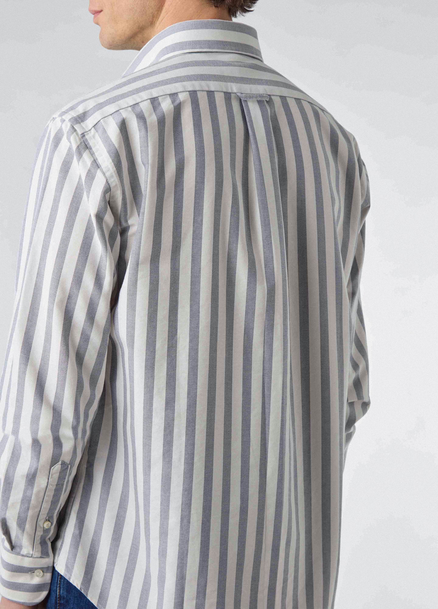 Ferdinand Oxford Button Down Shirt - Off White/Navy Butcher Stripe Berg & Berg