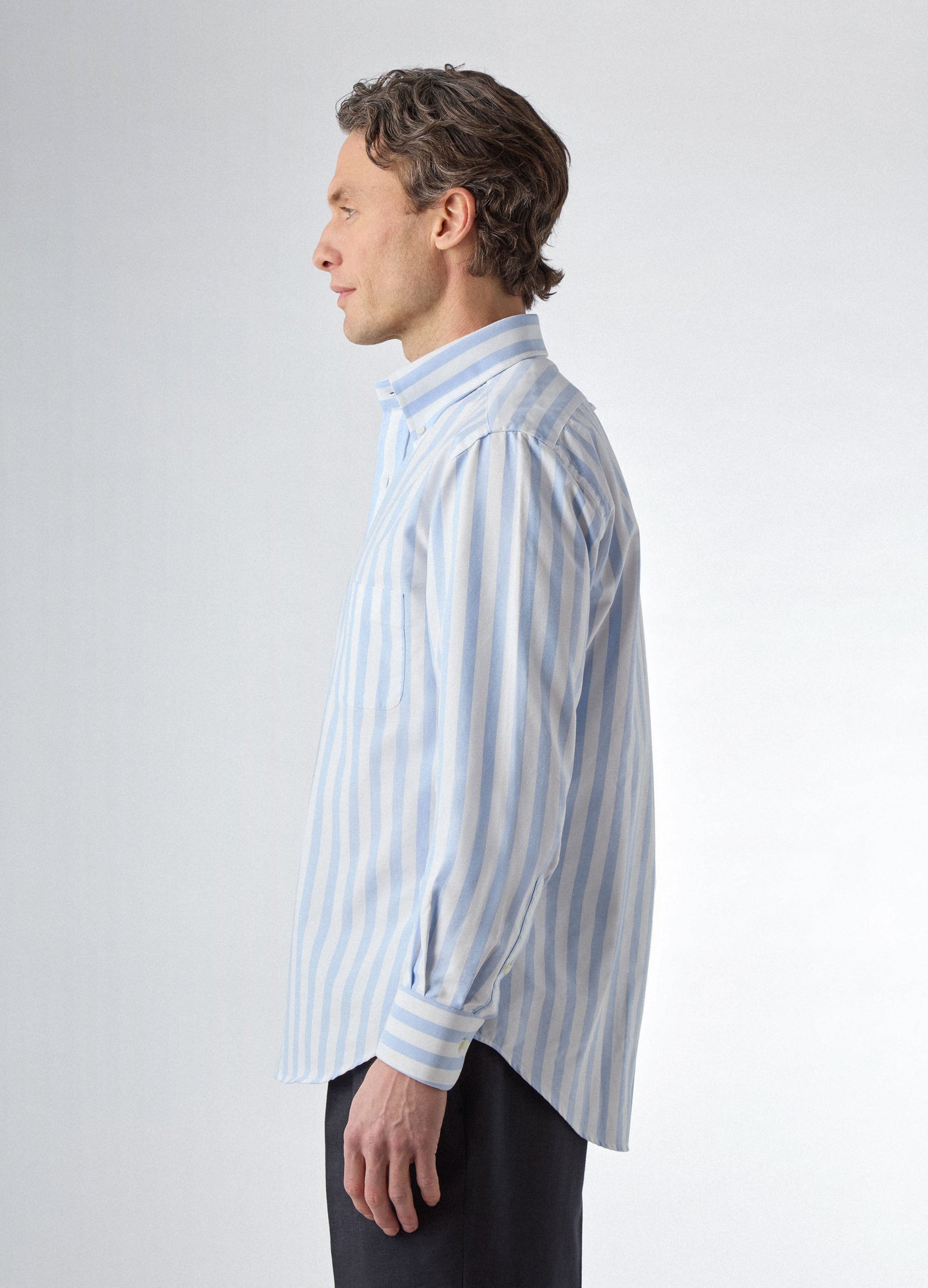 Ferdinand Oxford Button Down Shirt - White/Light Blue Butcher Stripe Berg & Berg