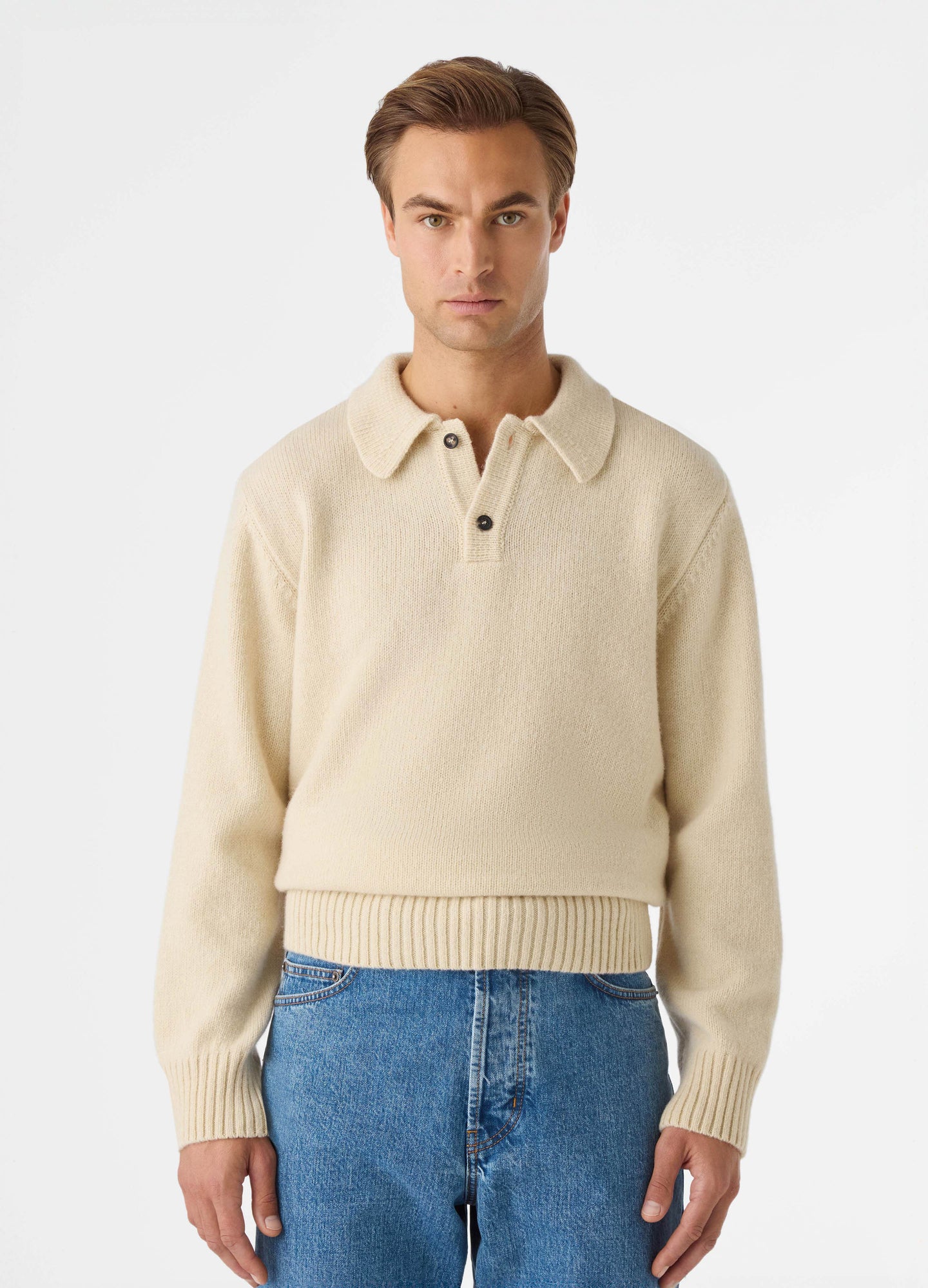 Bruno Wool/Cashmere Polo - Ecru