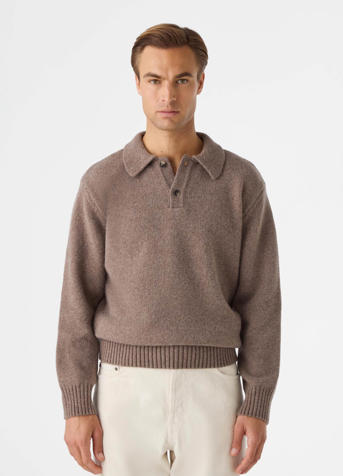 Bruno Wool/Cashmere Polo - Taupe