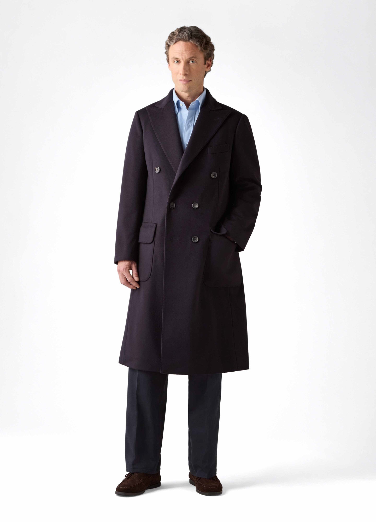 Noah Double Breasted Coat - Navy