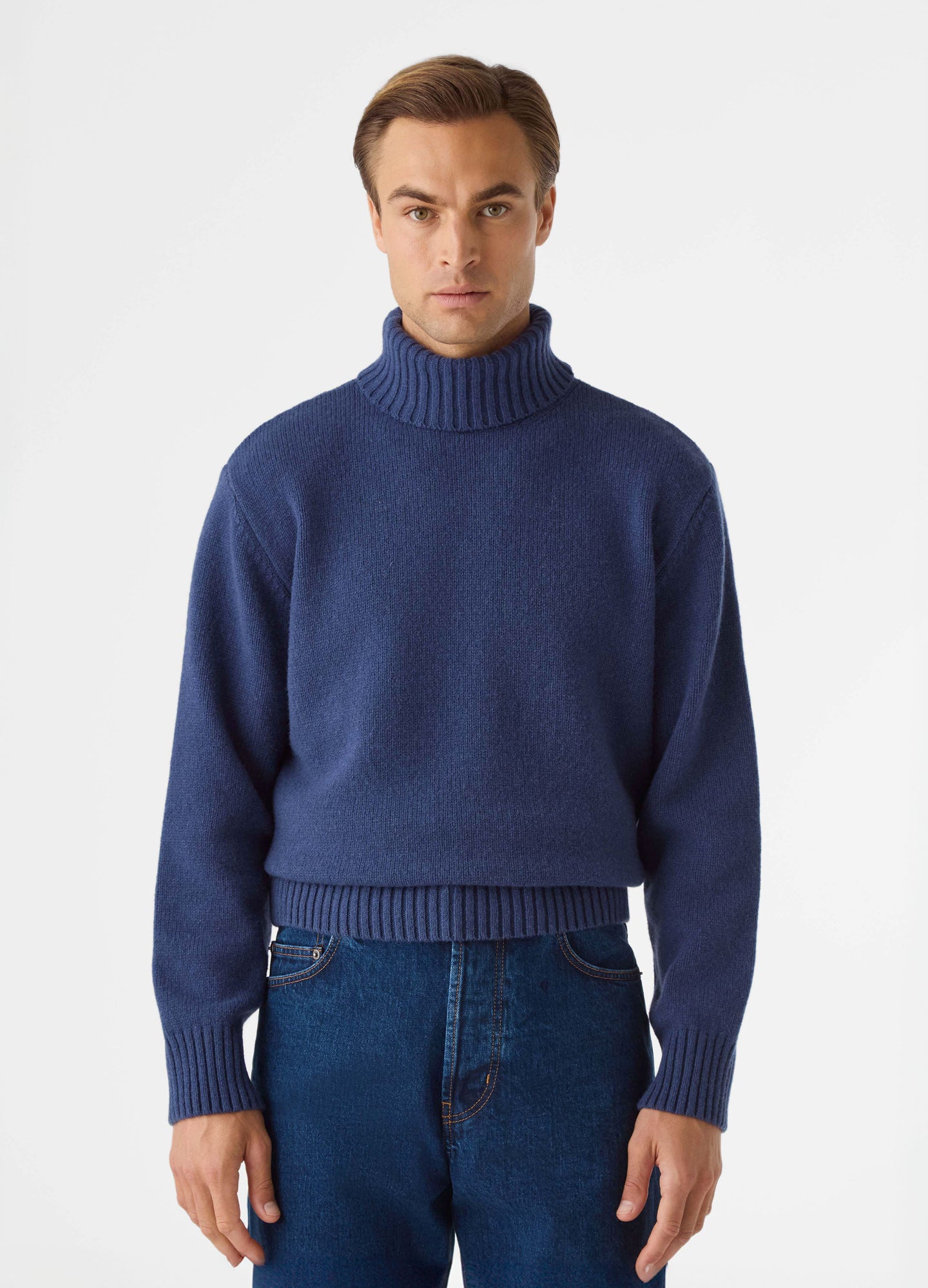 Börje Wool/Cashmere Roll Neck - Air Force Blue