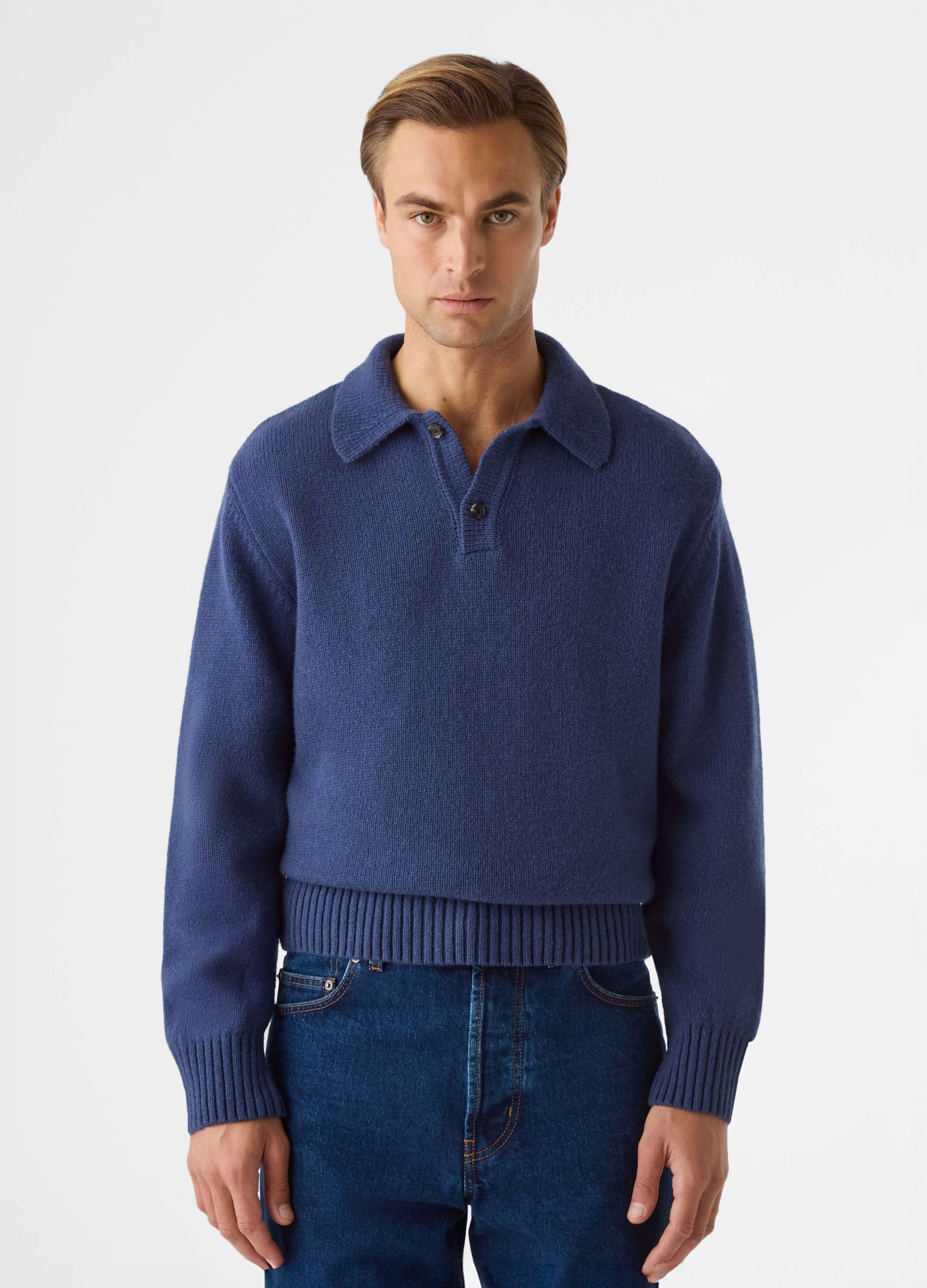 Bruno Wool/Cashmere Polo - Air Force Blue