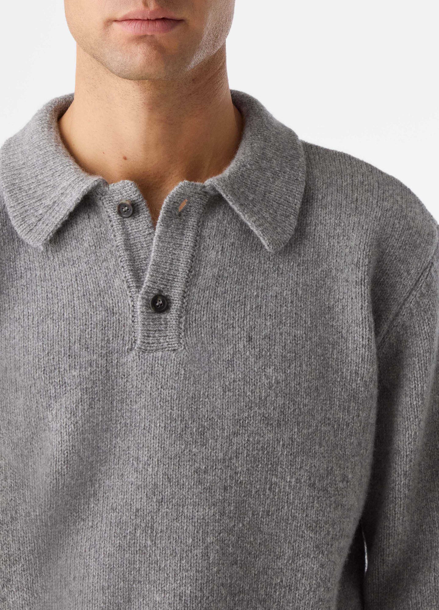 Bruno Wool/Cashmere Polo - Mid Grey