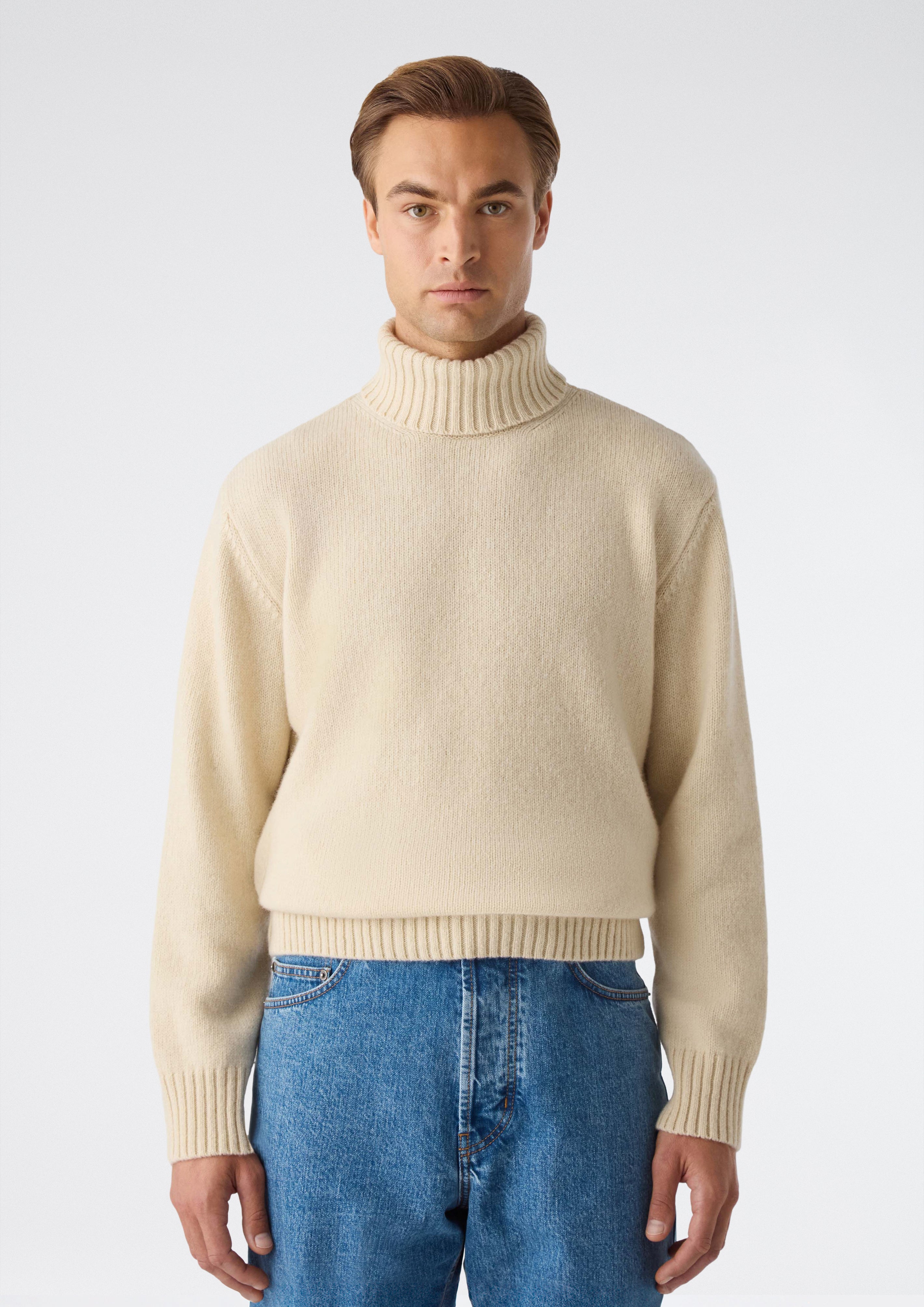 Börje Wool/Cashmere Roll Neck - Ecru bergbergstore