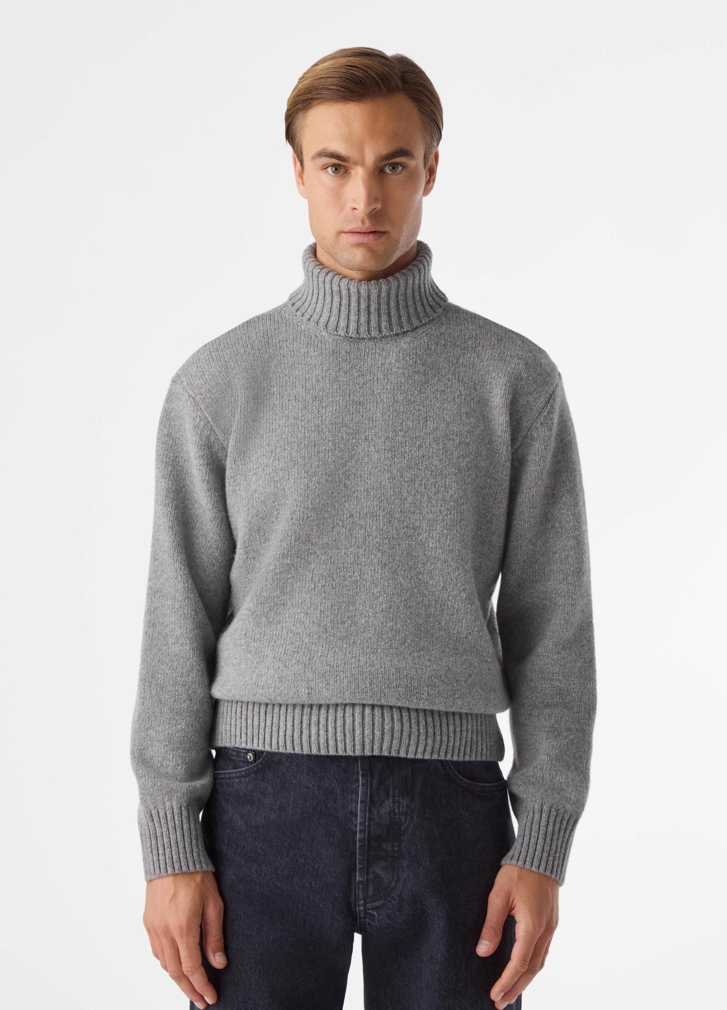 Börje Wool/Cashmere Roll Neck - Mid Grey