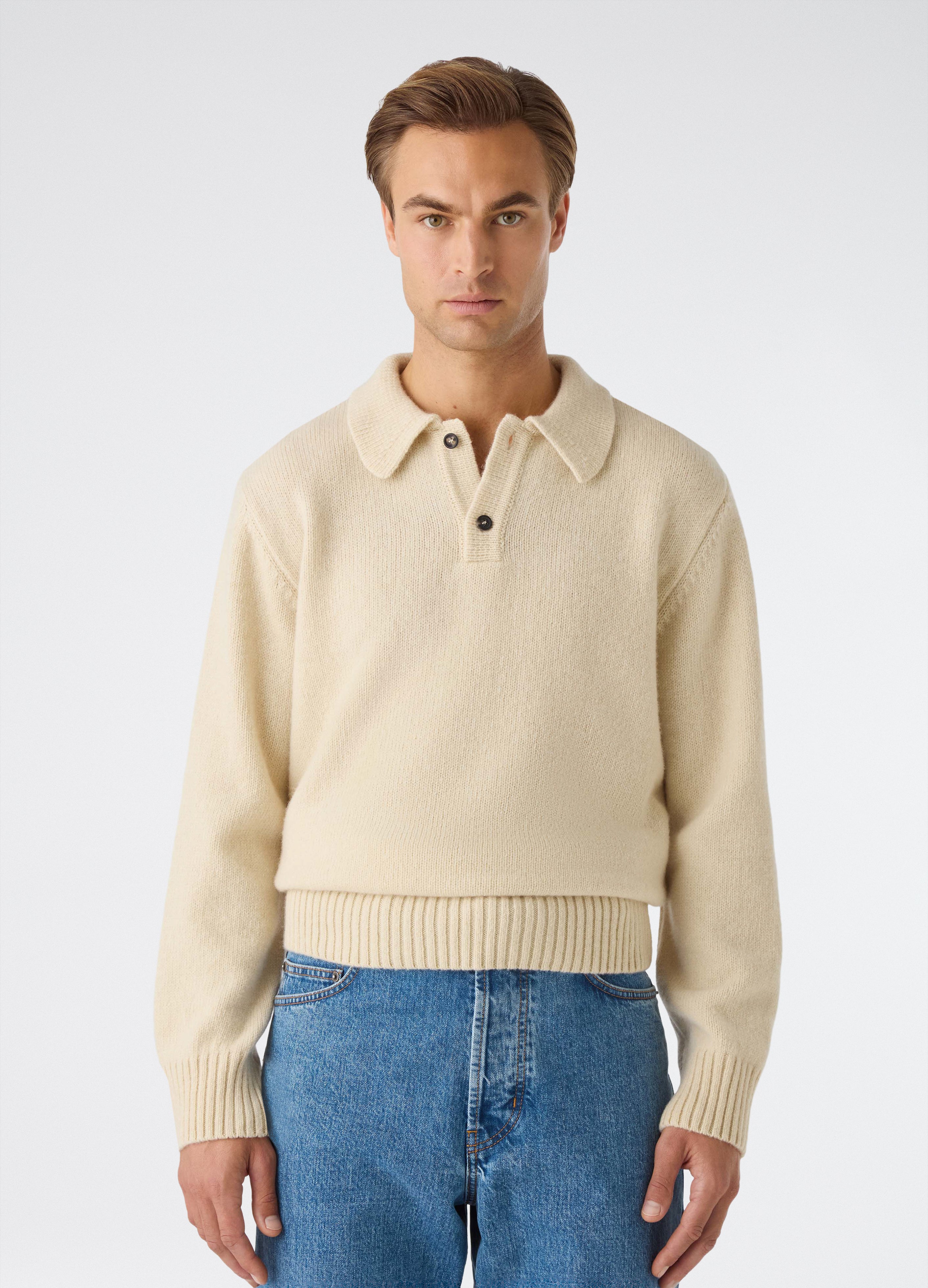 Bruno Wool/Cashmere Polo - Ecru bergbergstore