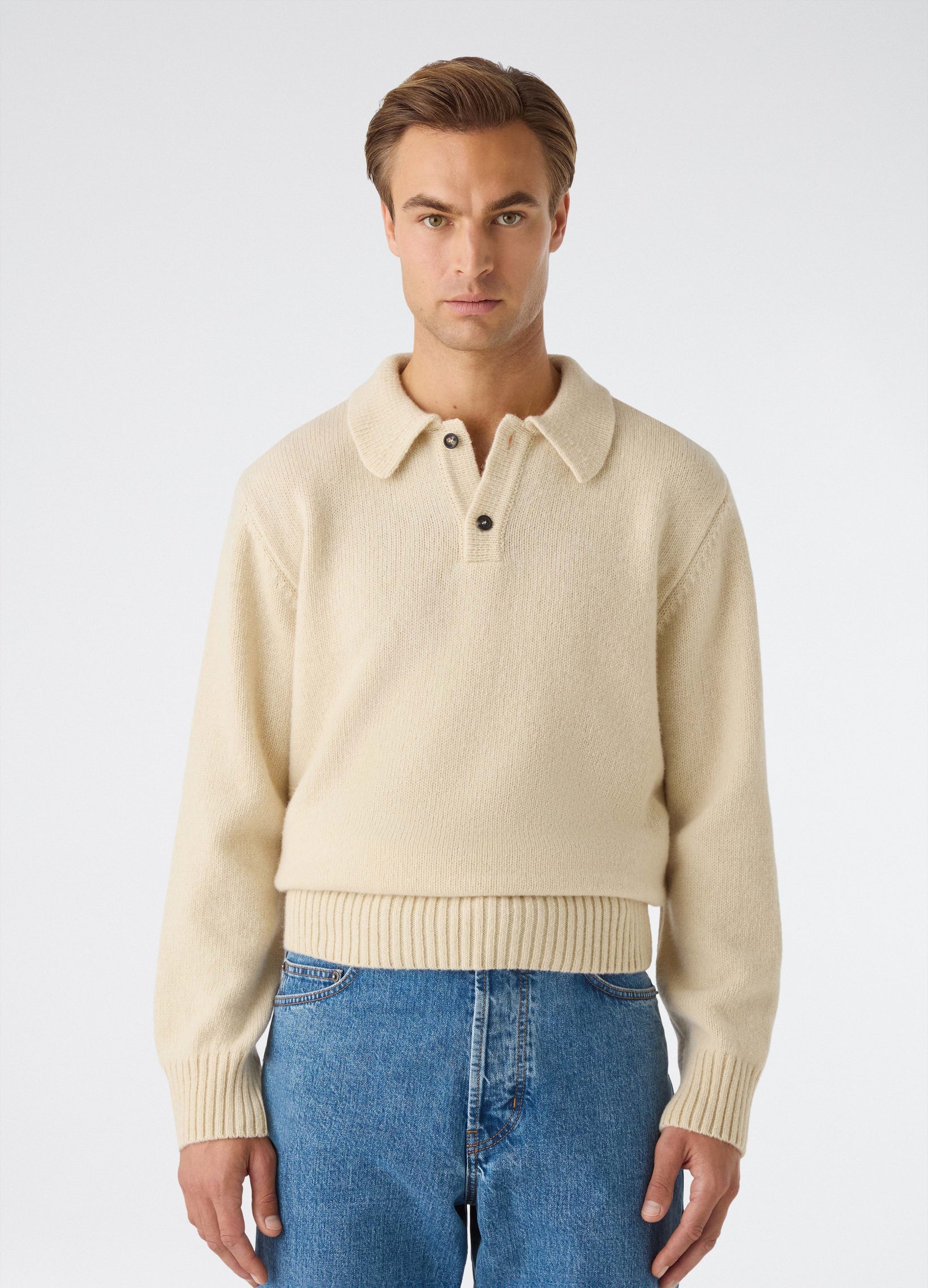 Bruno Wool/Cashmere Polo - Ecru bergbergstore