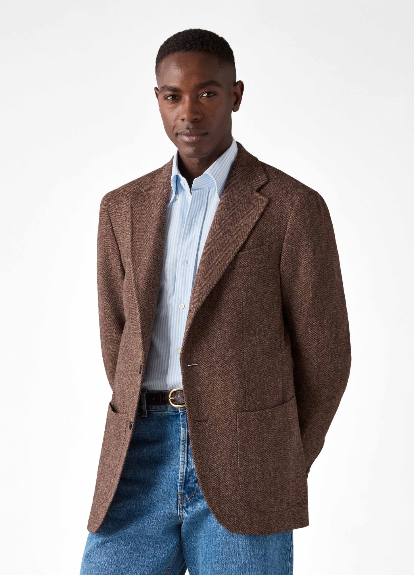 Don Sport Herringbone Tweed Jacket - Brown