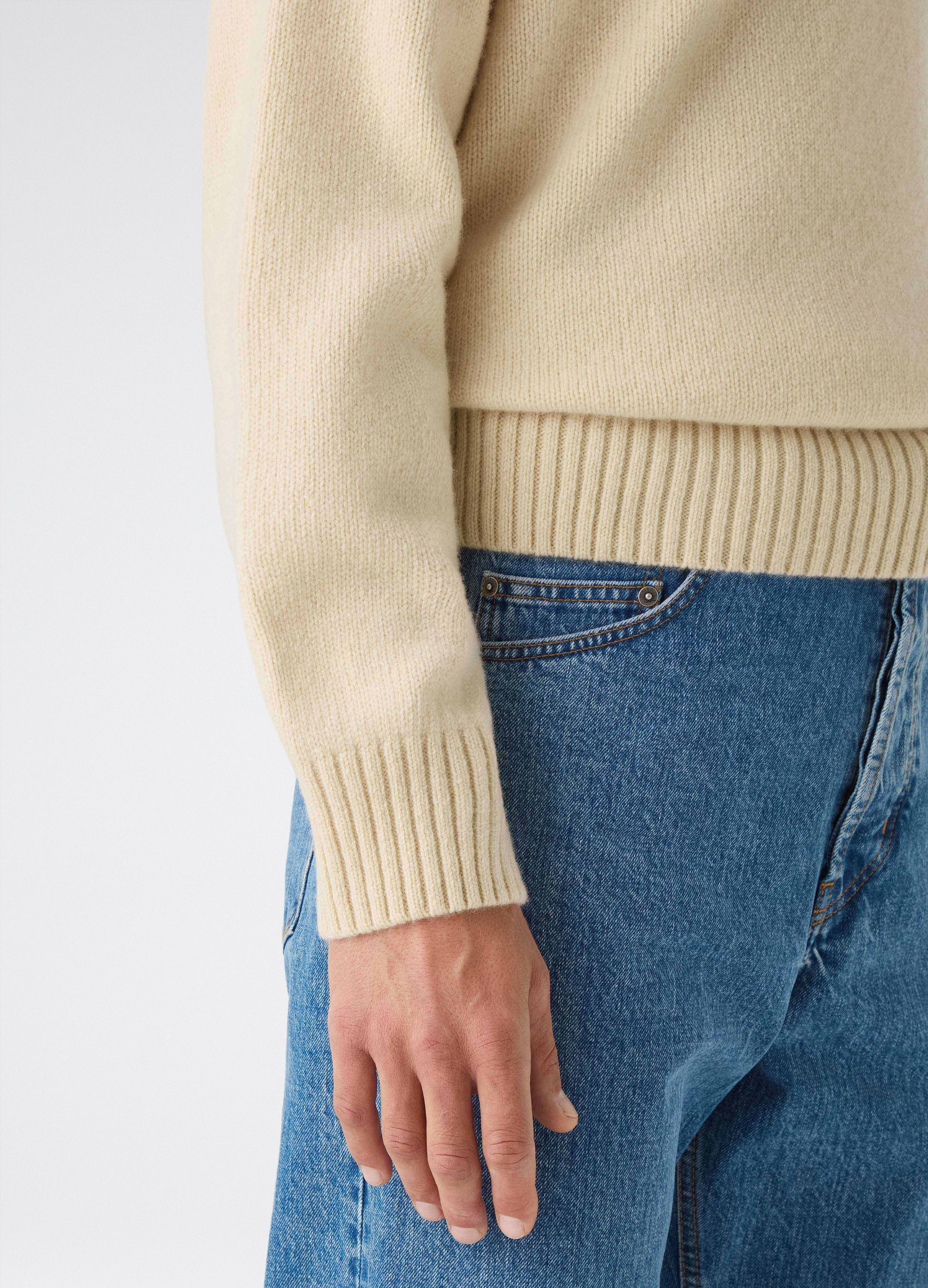 Bruno Wool/Cashmere Polo - Ecru bergbergstore