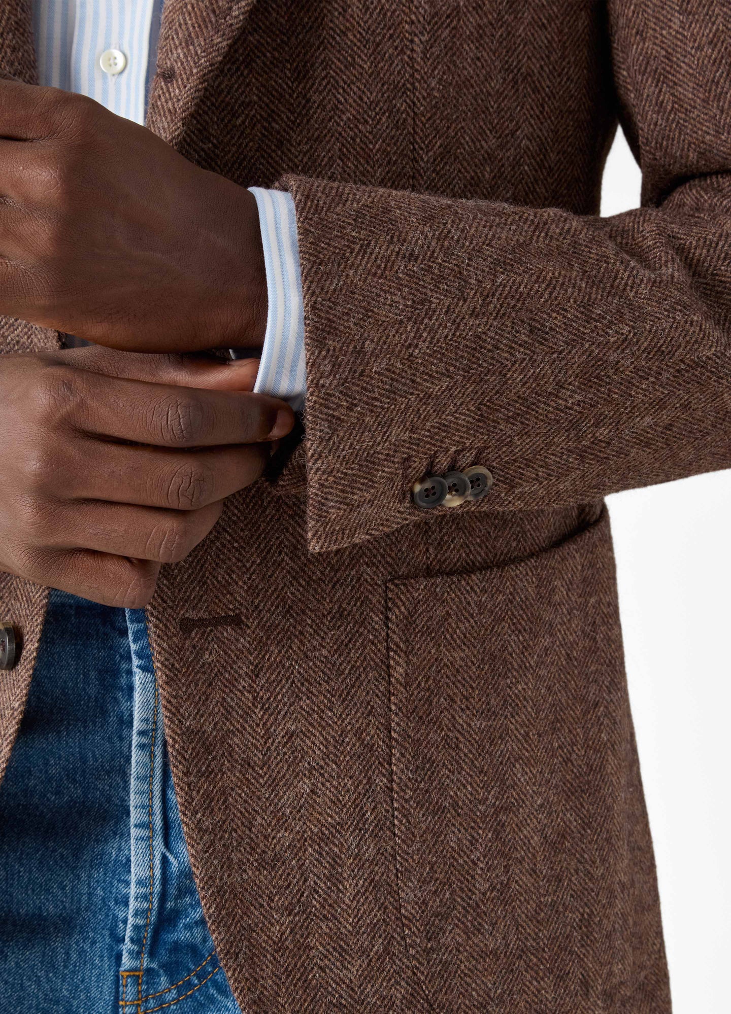 Don Sport Herringbone Tweed Jacket - Brown