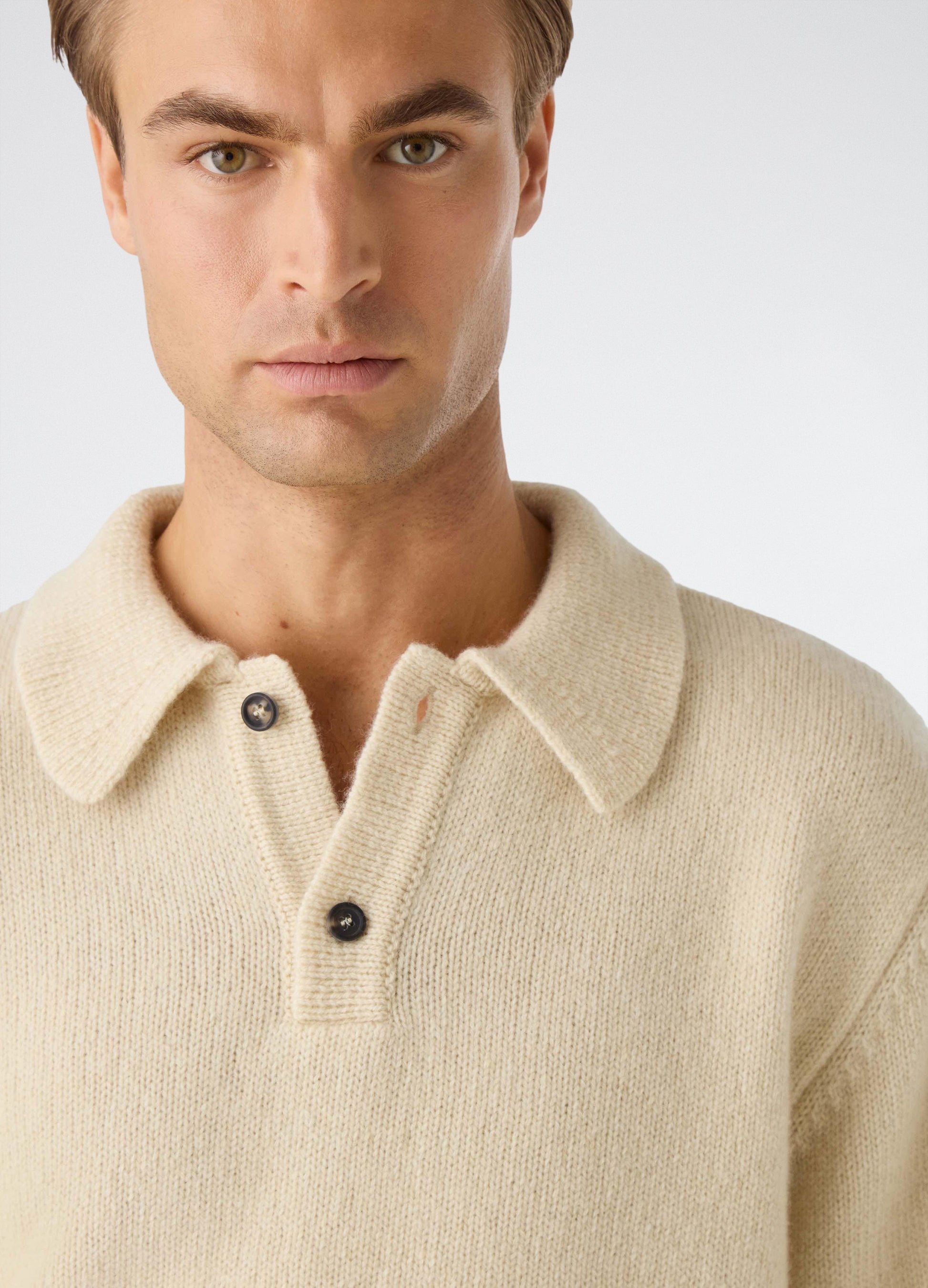 Bruno Wool/Cashmere Polo - Ecru bergbergstore