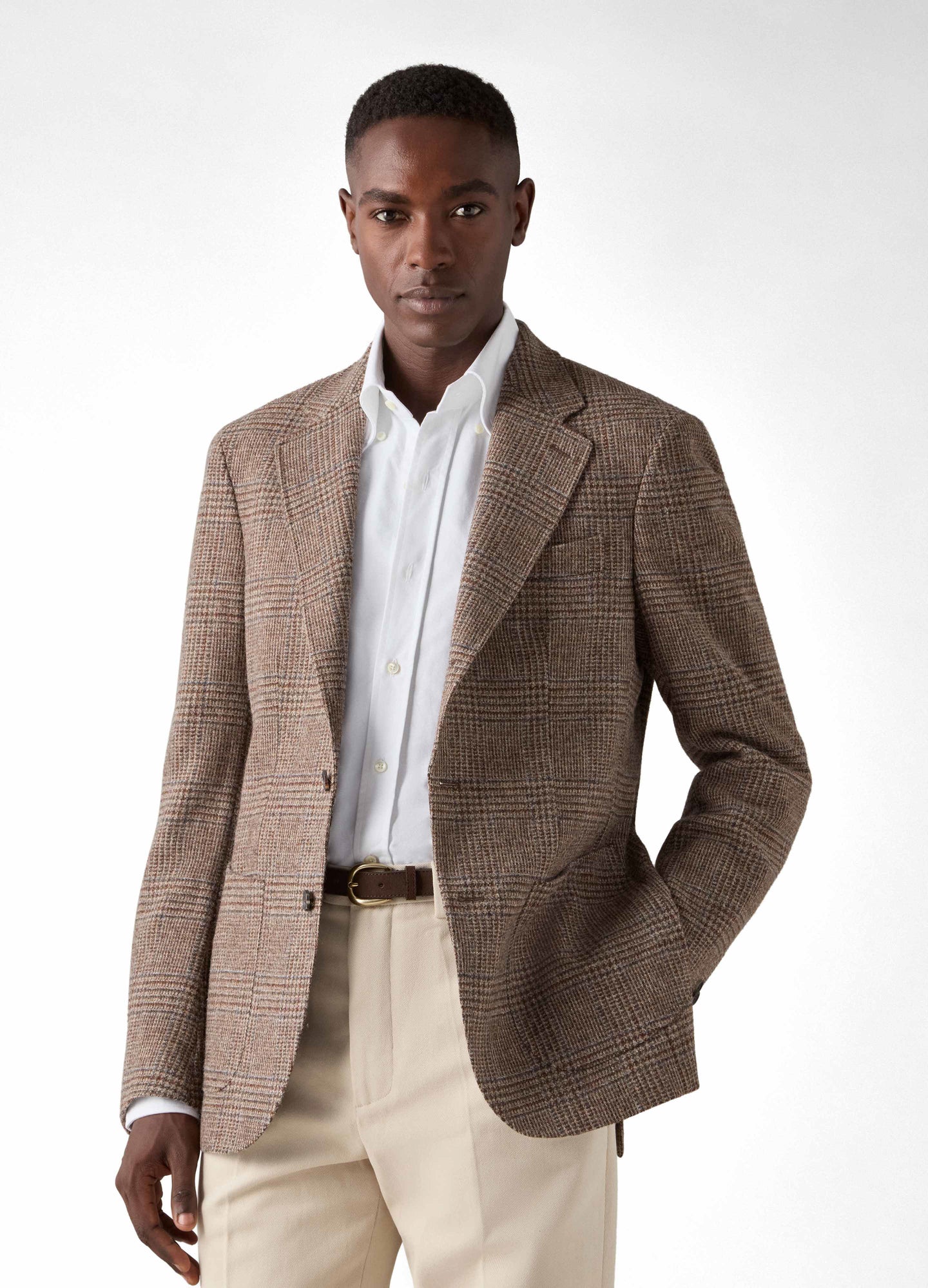 Don Sport Glencheck Tweed Jacket - Nougat/Sand