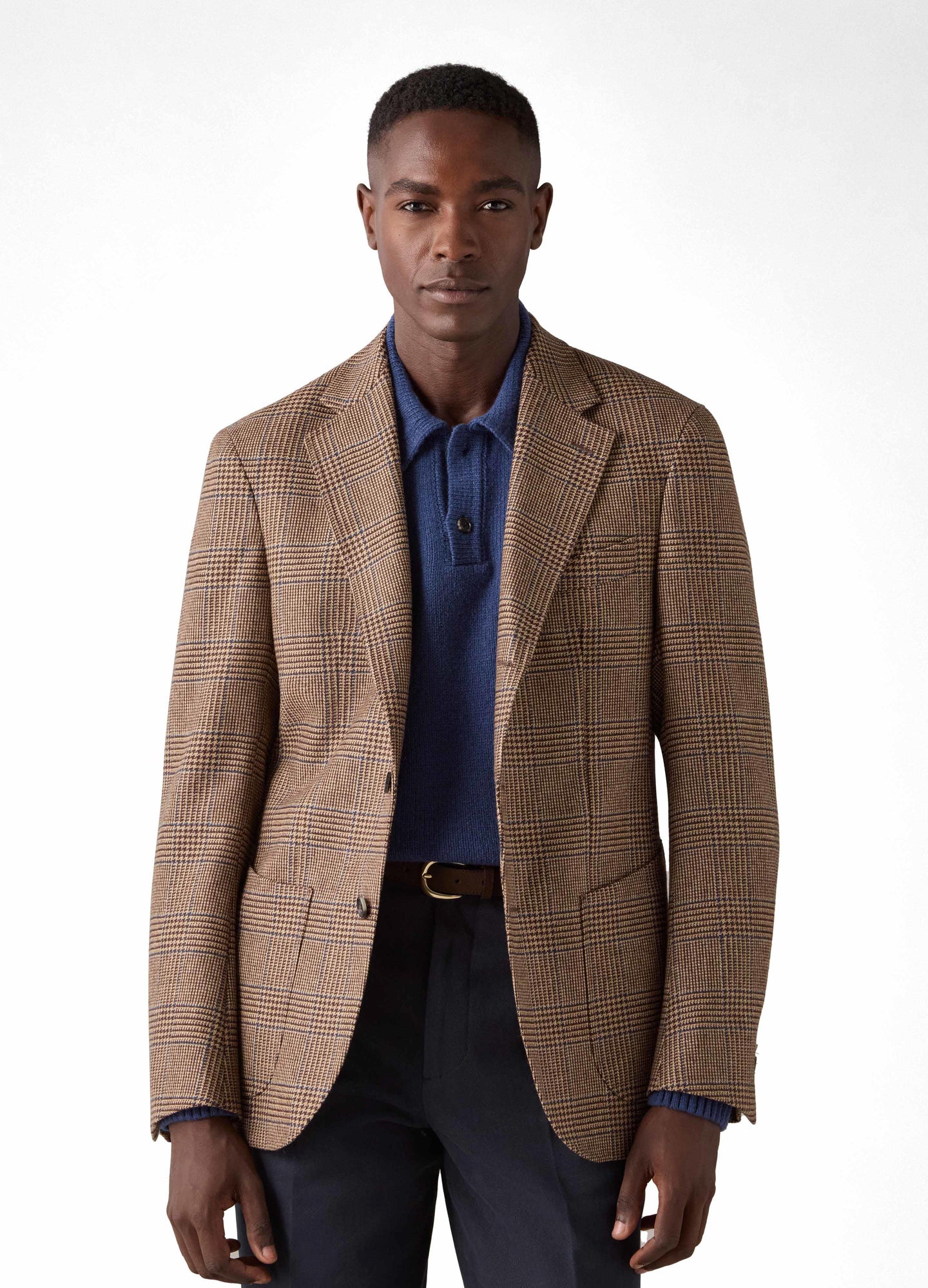 Don Sport Glencheck Tweed Jacket - Beige/Blue