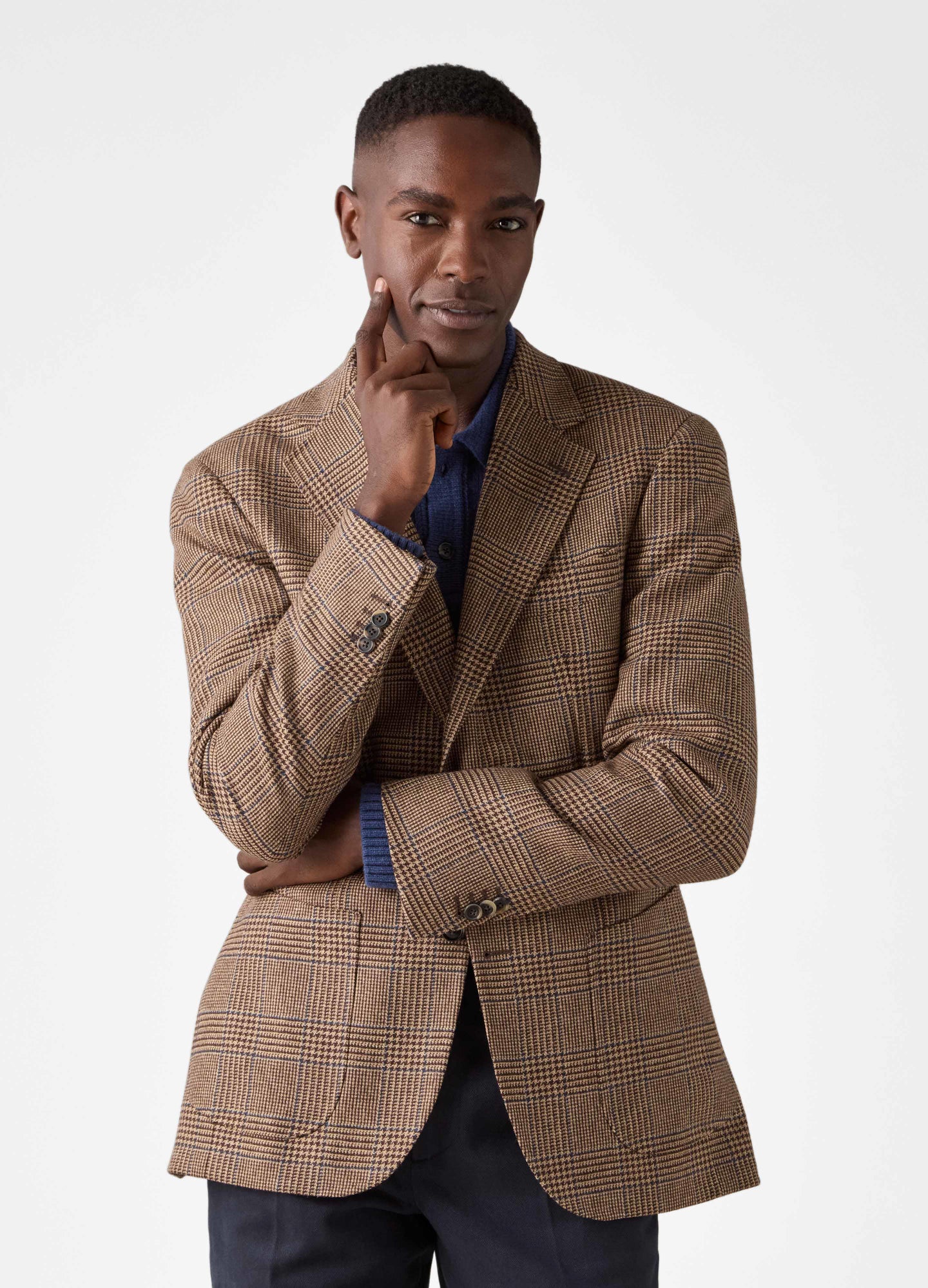 Don Sport Glencheck Tweed Jacket - Beige/Blue