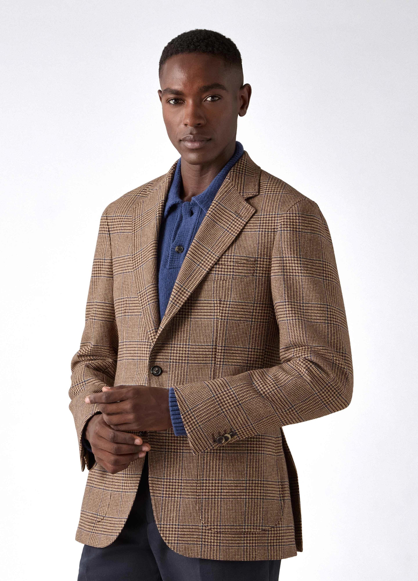 Don Sport Glencheck Tweed Jacket - Beige/Blue