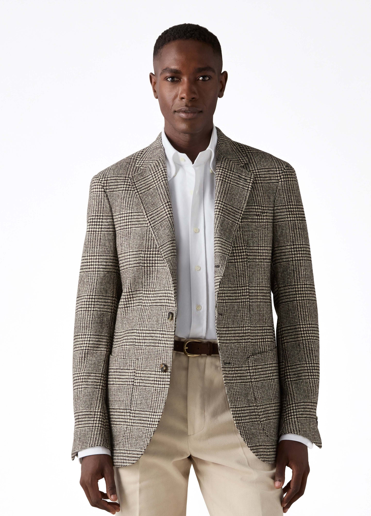 Don Sport Glencheck Tweed Jacket - Chocolate/Oat