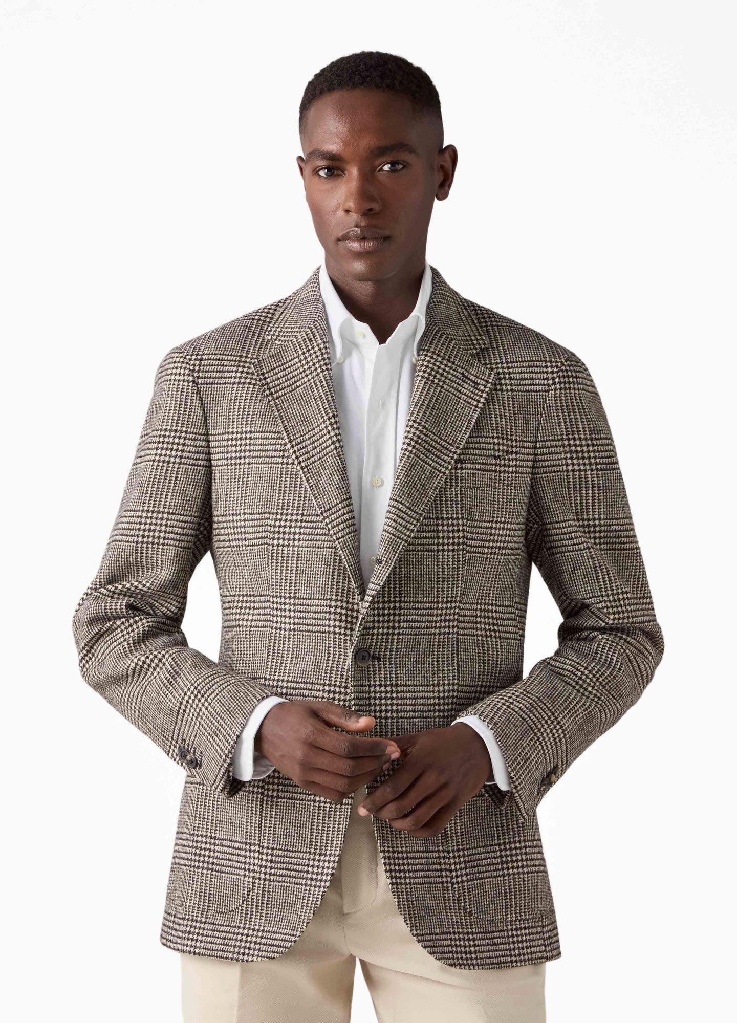 Don Sport Glencheck Tweed Jacket - Chocolate/Oat