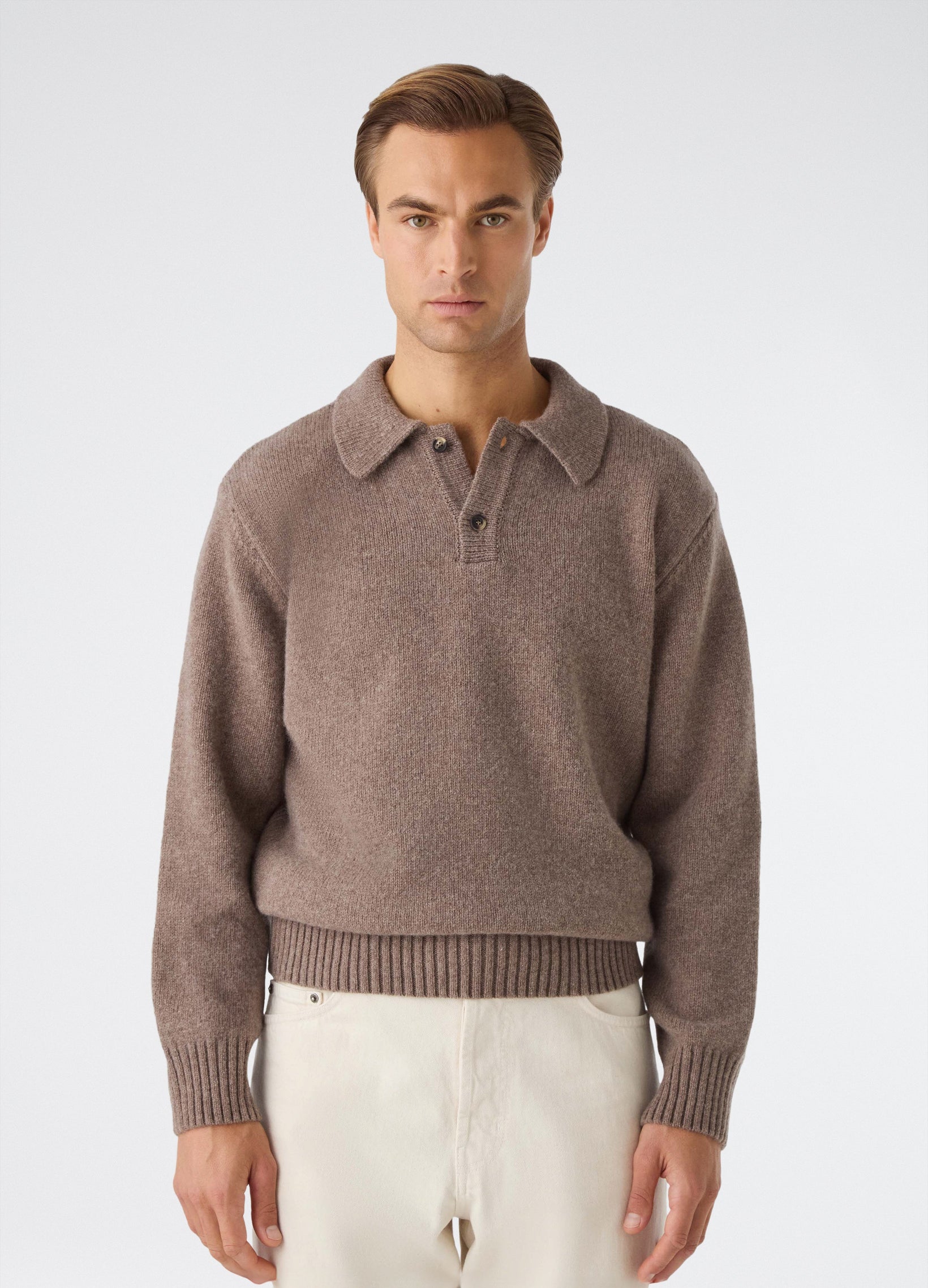 Bruno Wool/Cashmere Polo - Taupe bergbergstore