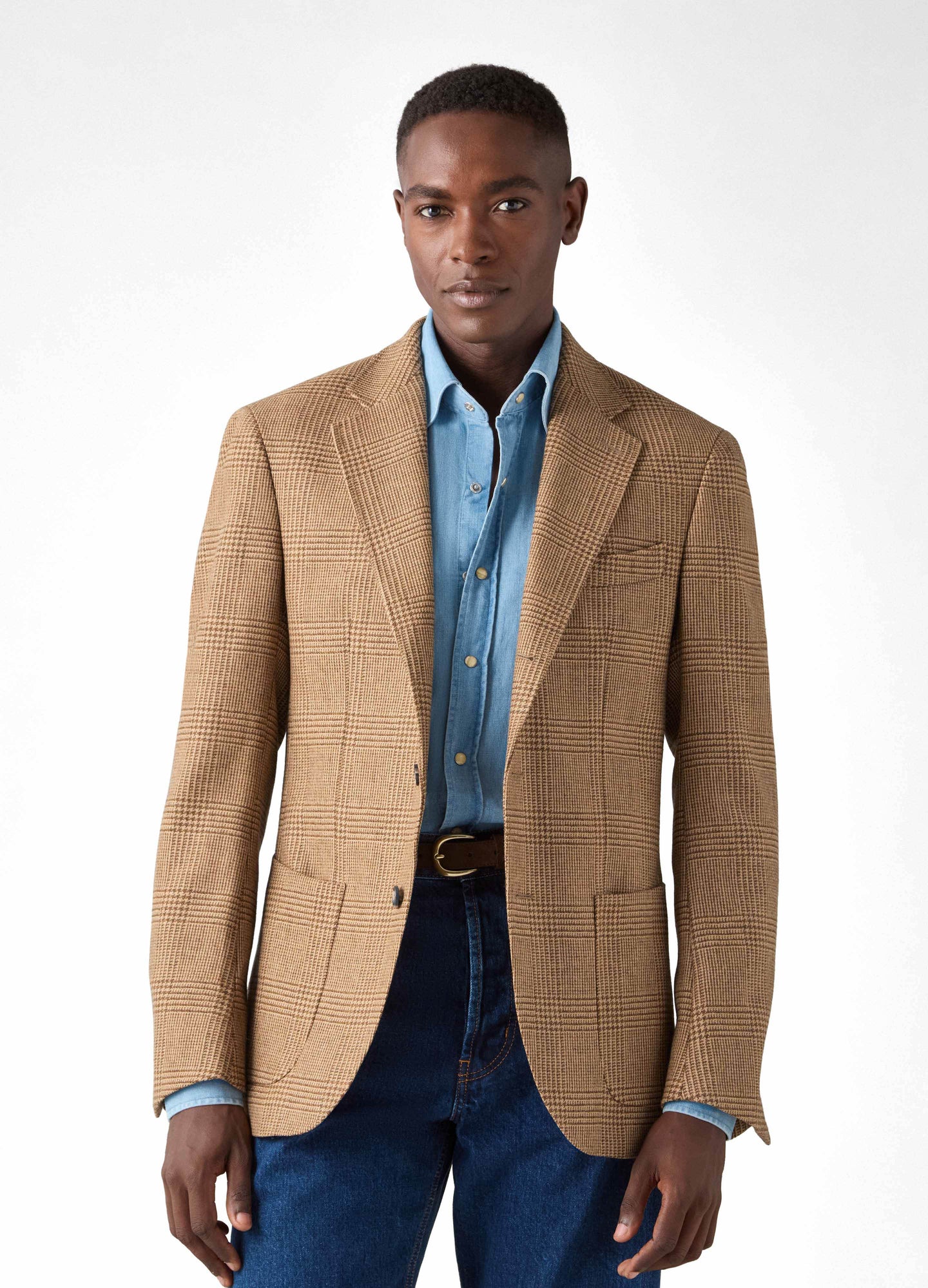 Don Sport Glencheck Tweed Jacket - Brown/Tan