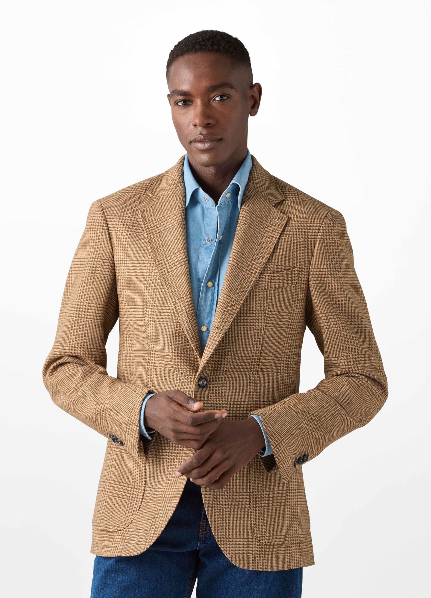 Don Sport Glencheck Tweed Jacket - Brown/Tan