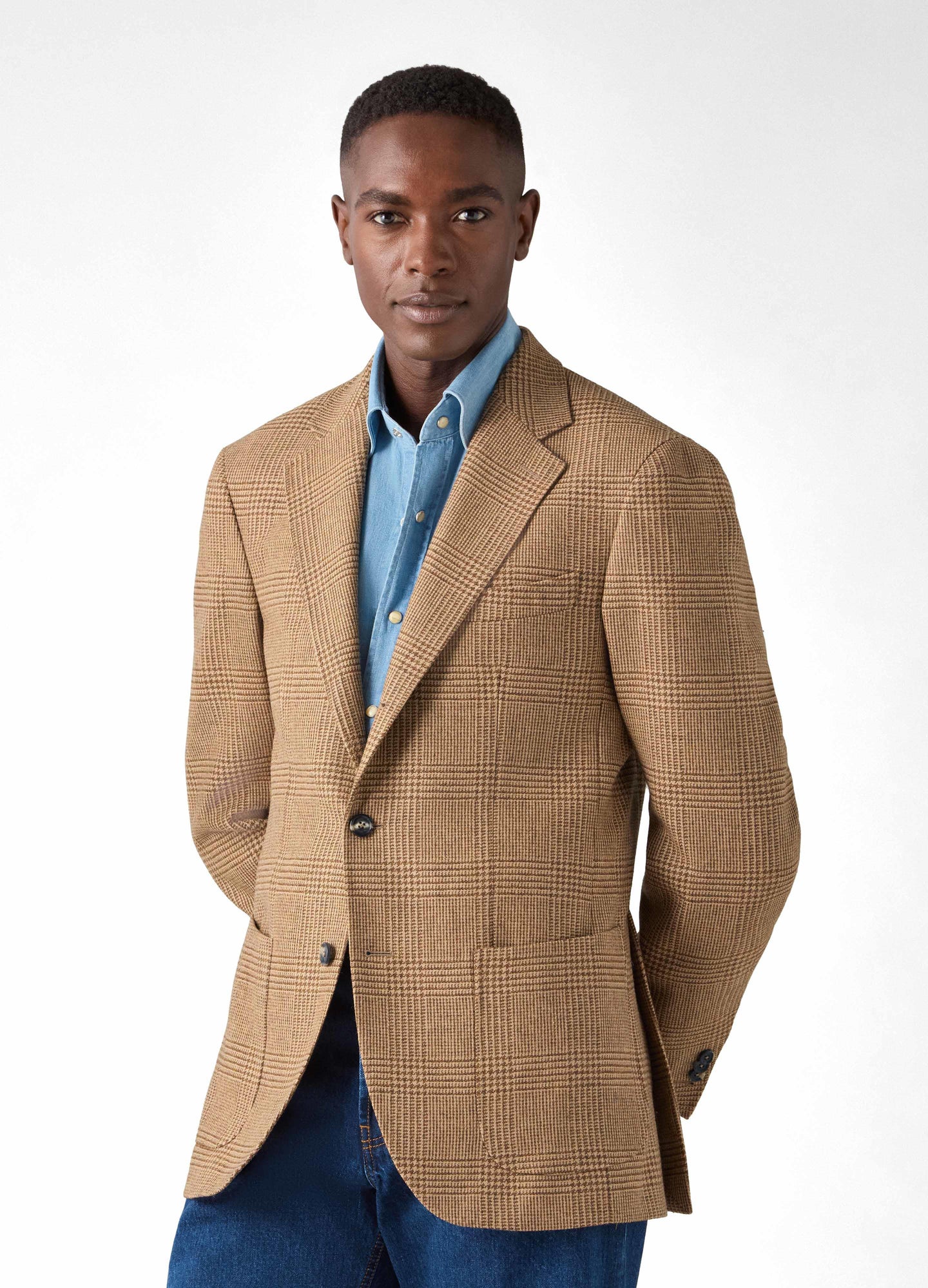 Don Sport Glencheck Tweed Jacket - Brown/Tan