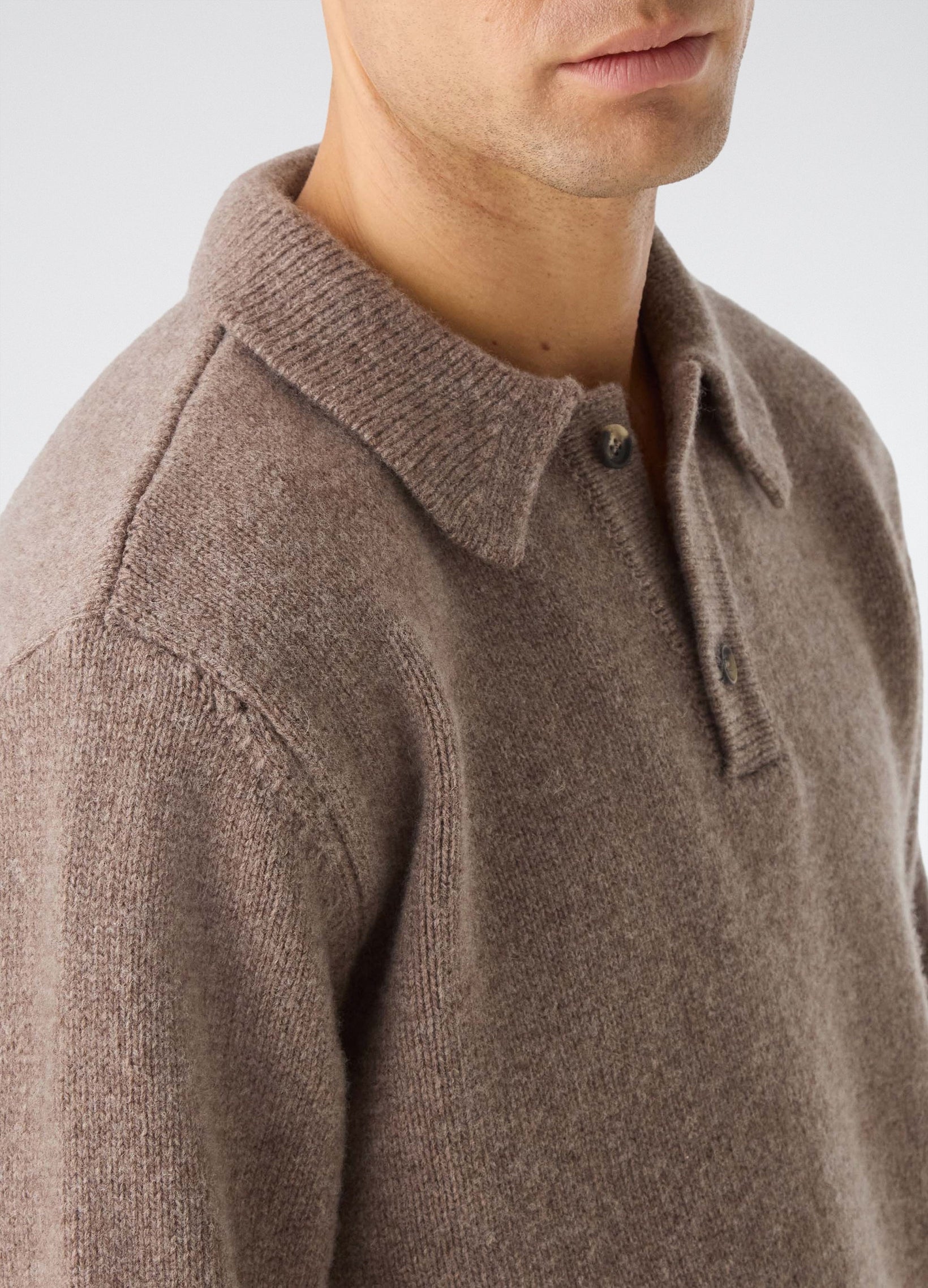 Bruno Wool/Cashmere Polo - Taupe bergbergstore