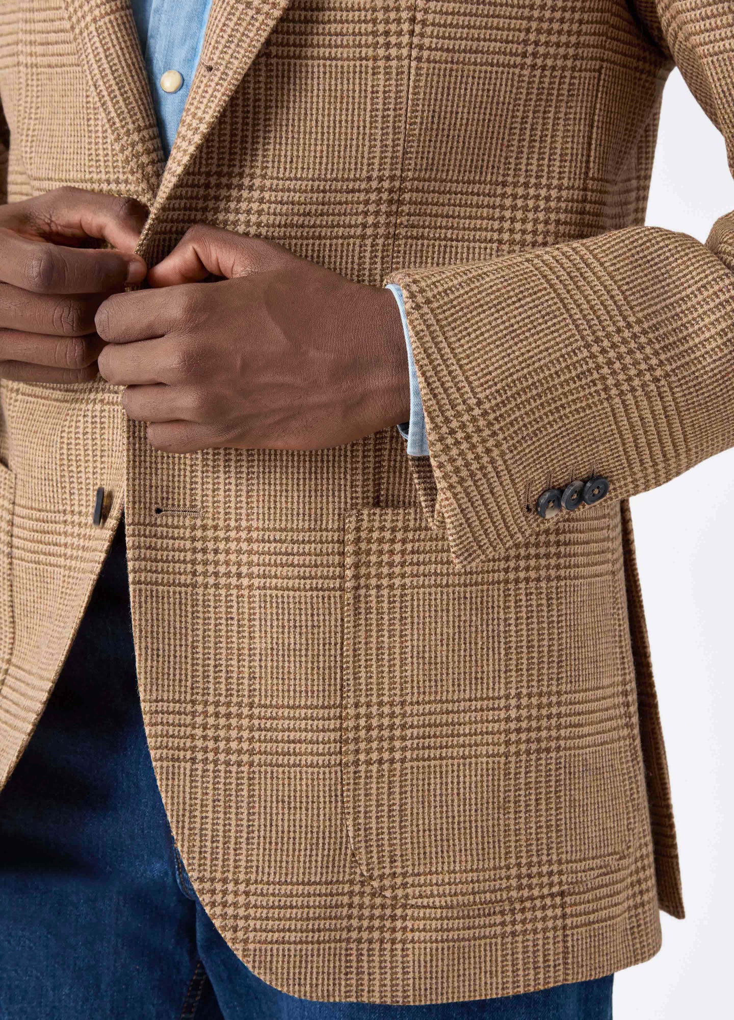 Don Sport Glencheck Tweed Jacket - Brown/Tan