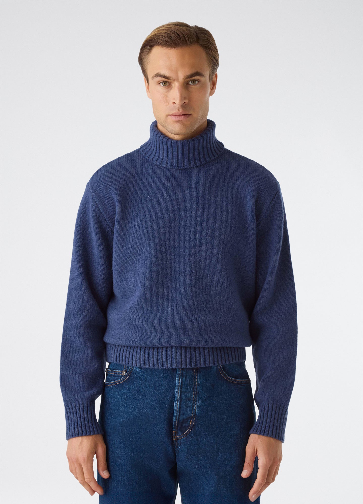 Börje Wool/Cashmere Roll Neck - Air Force Blue