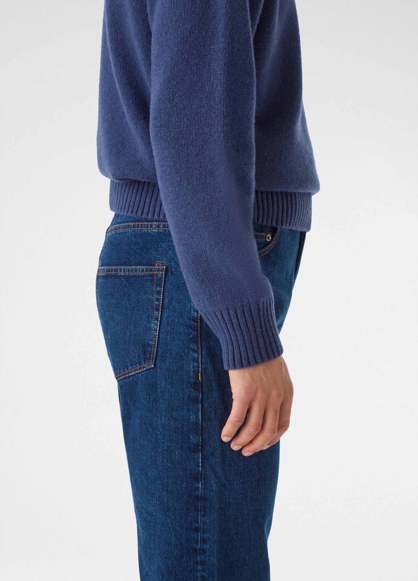 Börje Wool/Cashmere Roll Neck - Air Force Blue