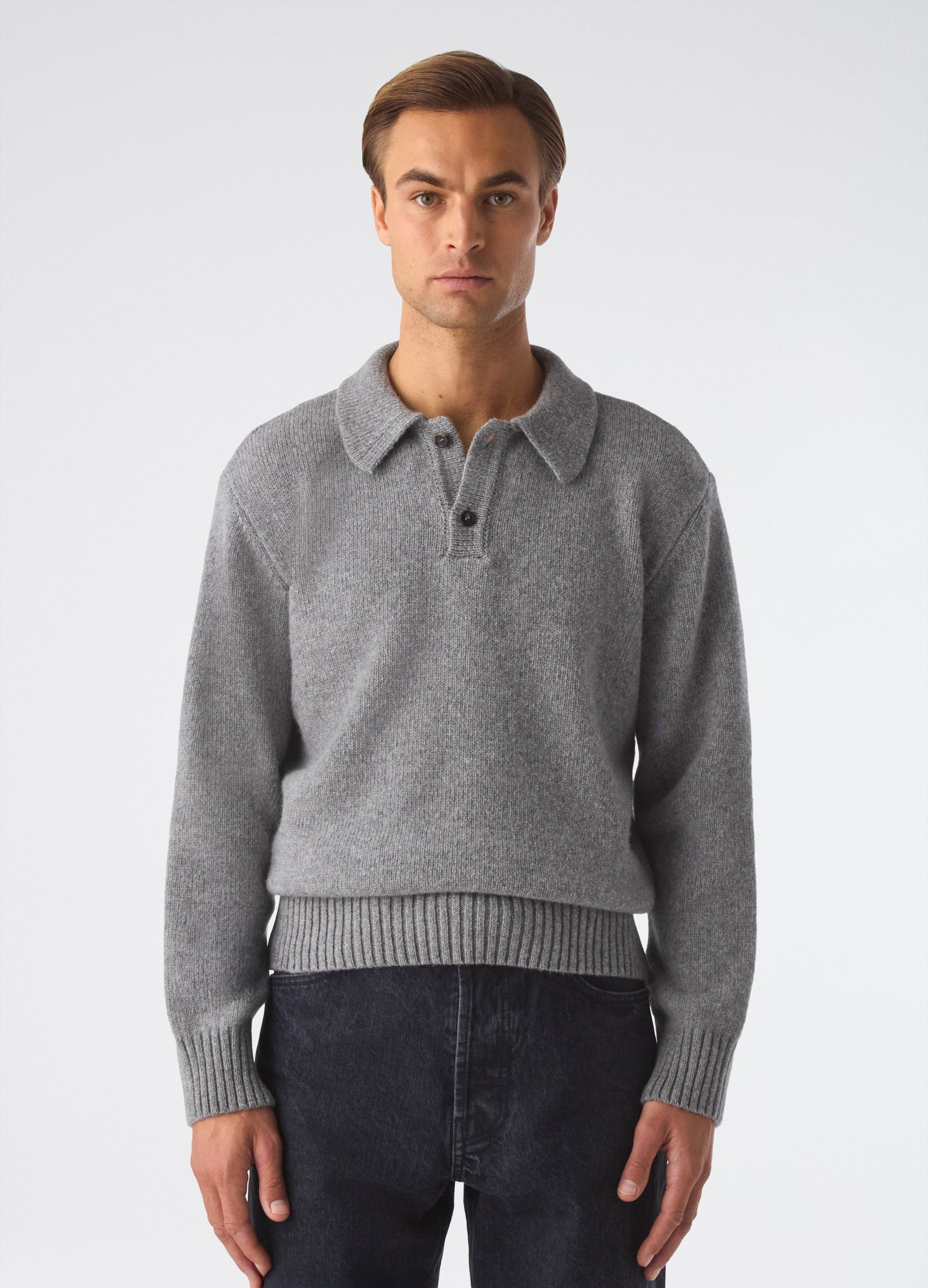 Bruno Wool/Cashmere Polo - Mid Grey