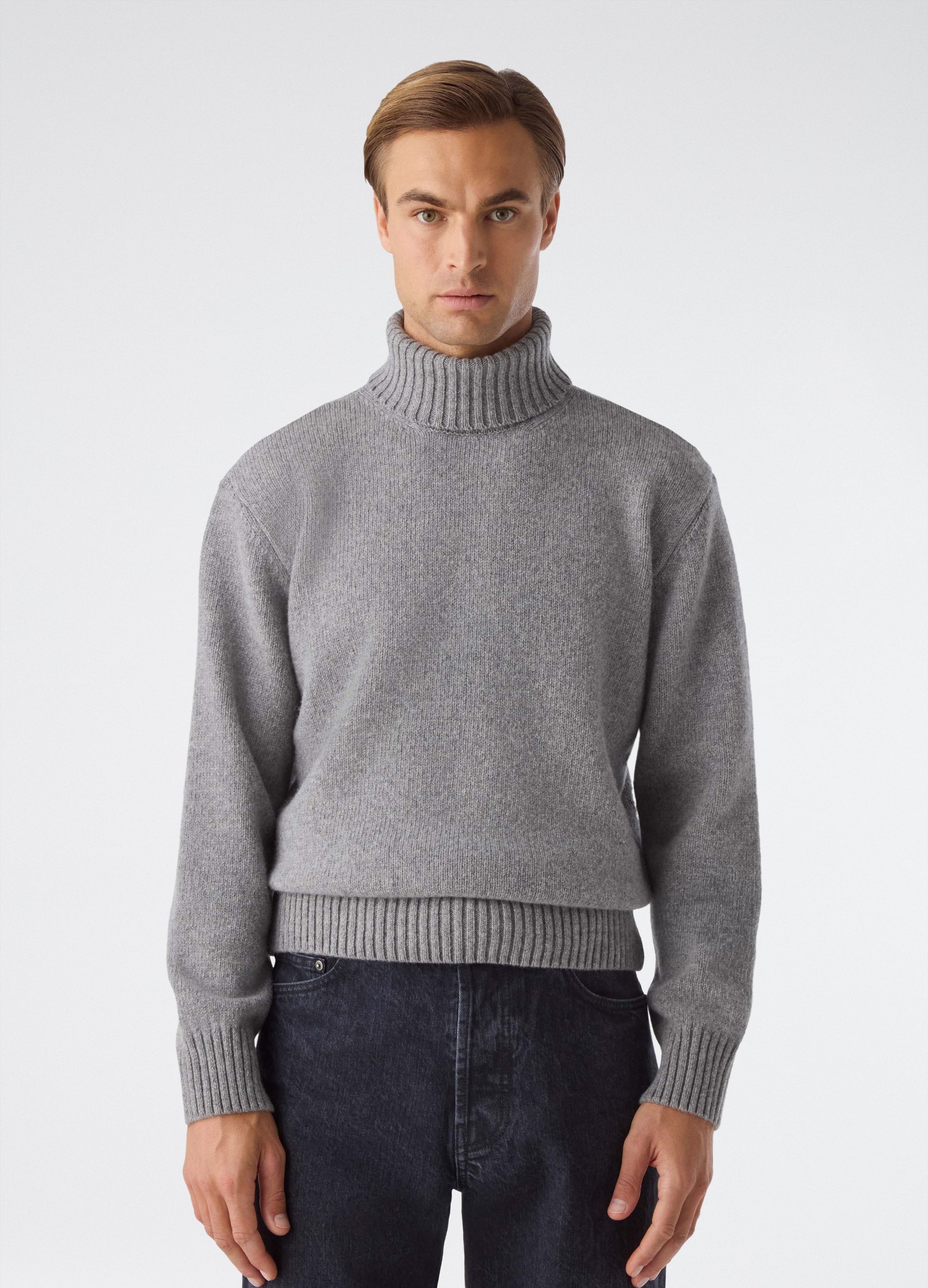 Börje Wool/Cashmere Roll Neck - Mid Grey bergbergstore